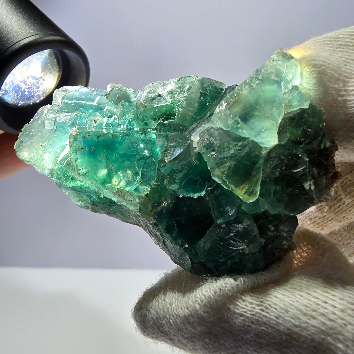 Rare spécimen de cube de fluorite fantôme, parqueté vert Okorusu, Namibie, 59 x 36 x 22 mm
