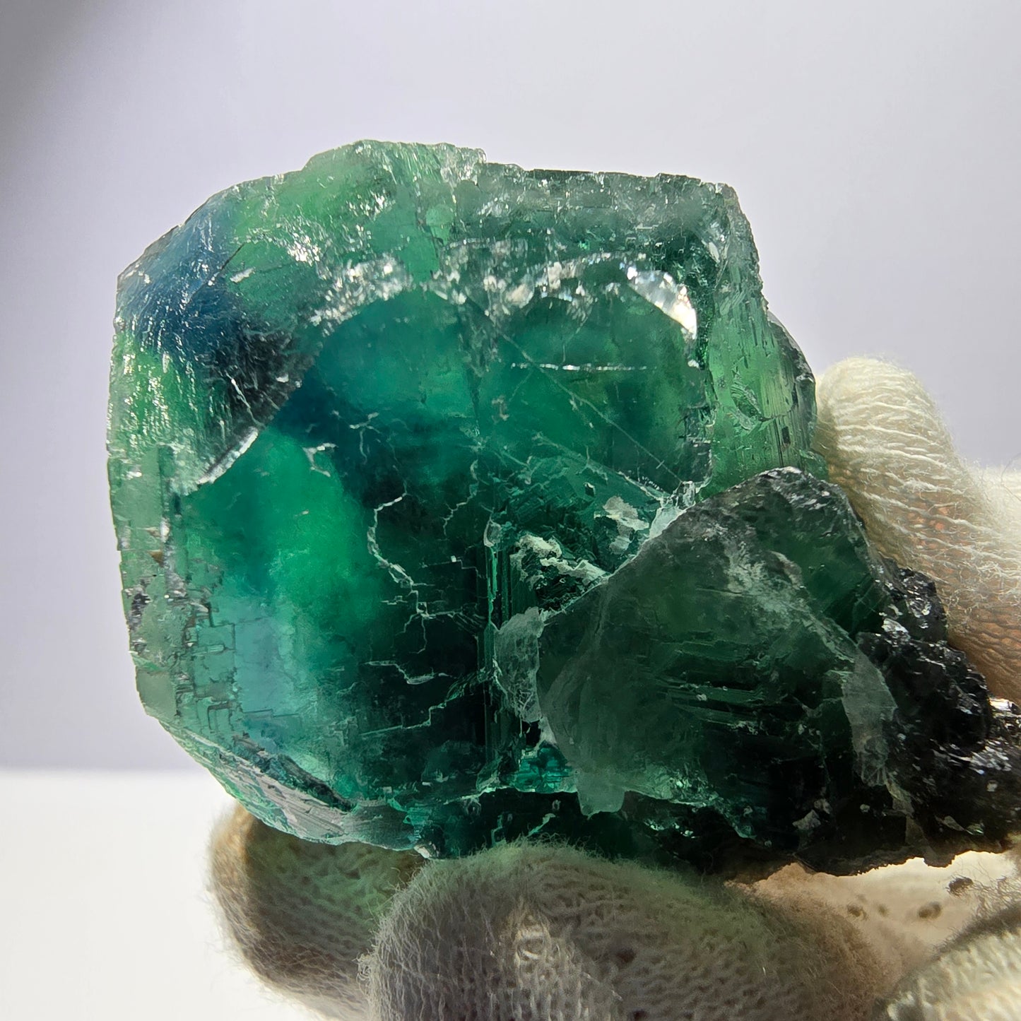Rare spécimen de cube de fluorite fantôme, parqueté vert Okorusu, Namibie, 44 x 44 x 38 mm