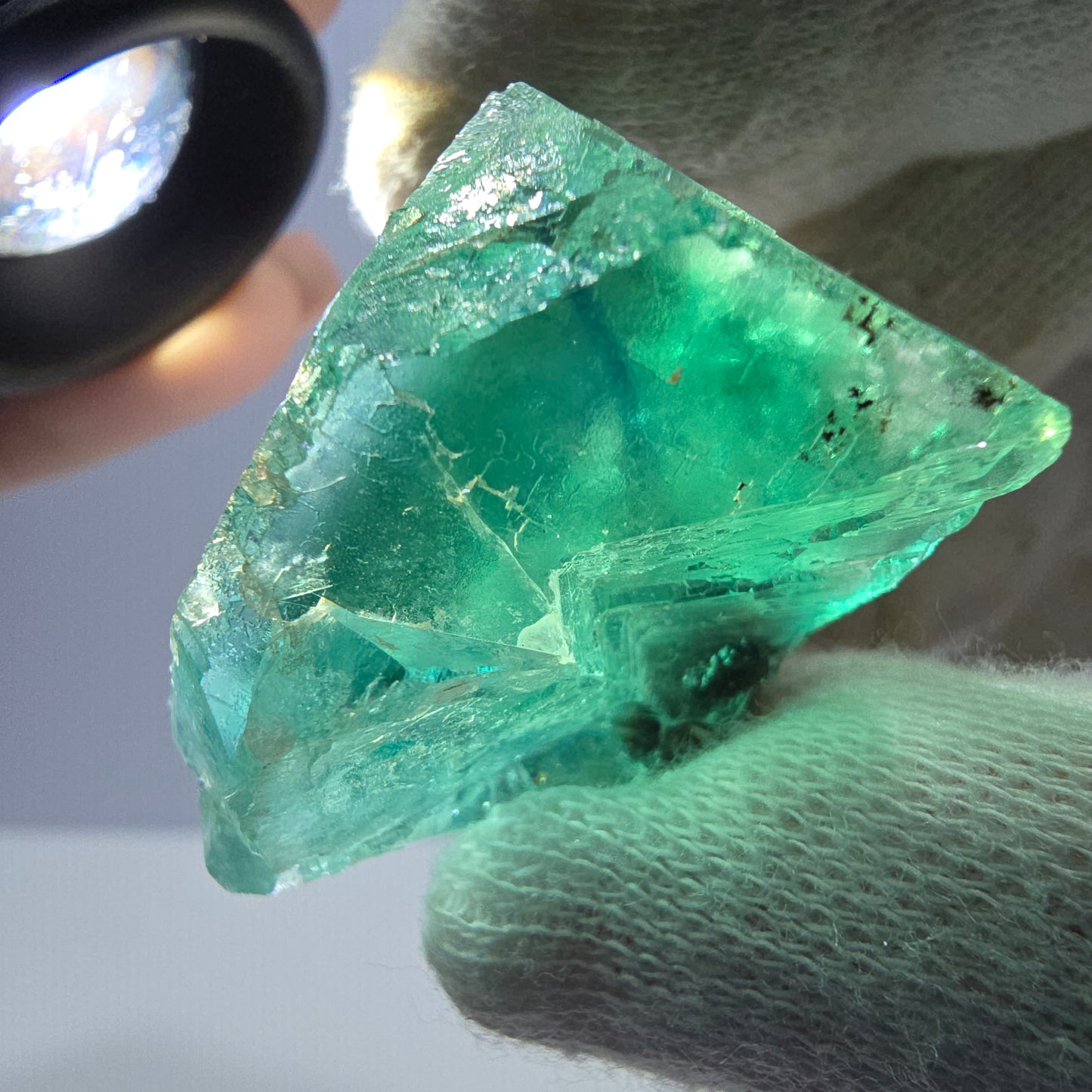 Rare spécimen de cube de fluorite fantôme, parqueté vert Okorusu, Namibie, 40 x 33 x 23 mm