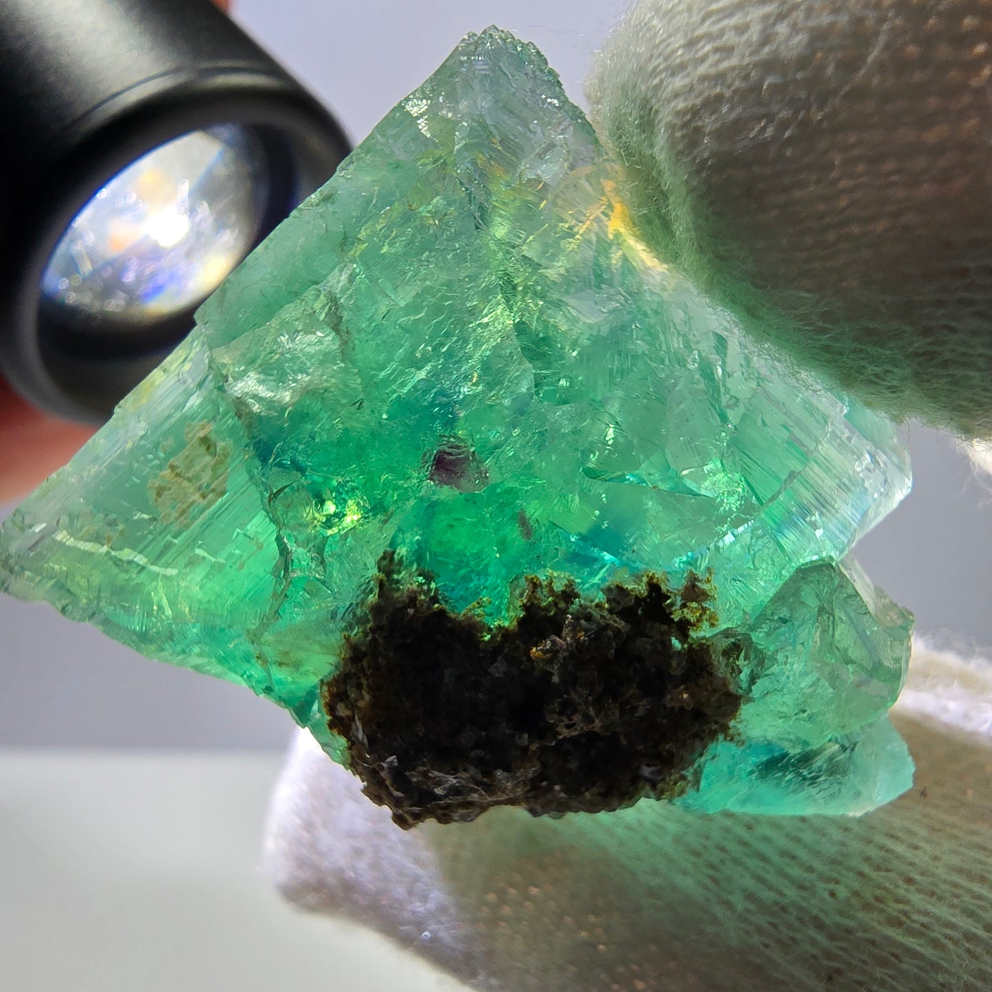 Rare spécimen de cube de fluorite fantôme, parqueté vert Okorusu, Namibie, 40 x 33 x 23 mm