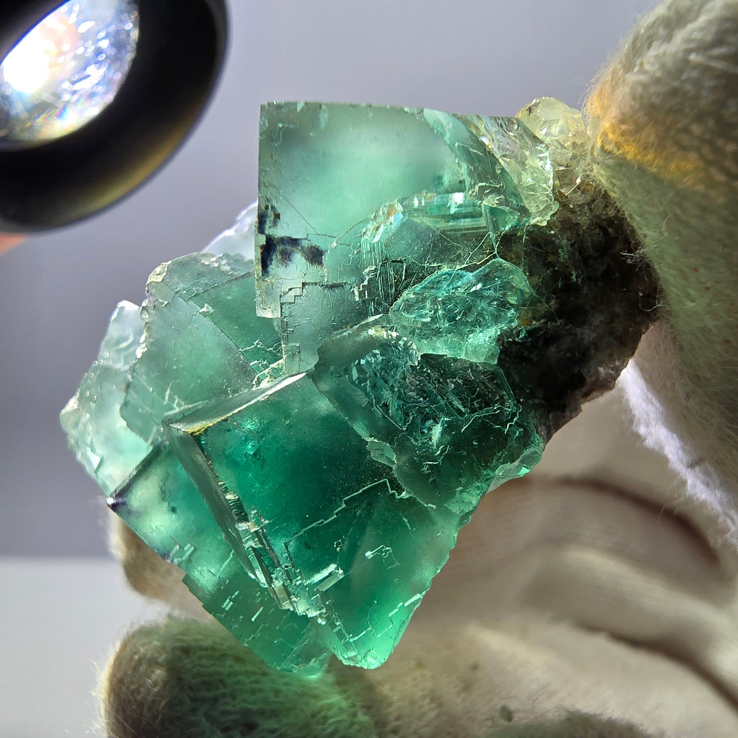 Rare spécimen de cube de fluorite fantôme, parqueté vert Okorusu, Namibie, 39 x 33 x 23 mm