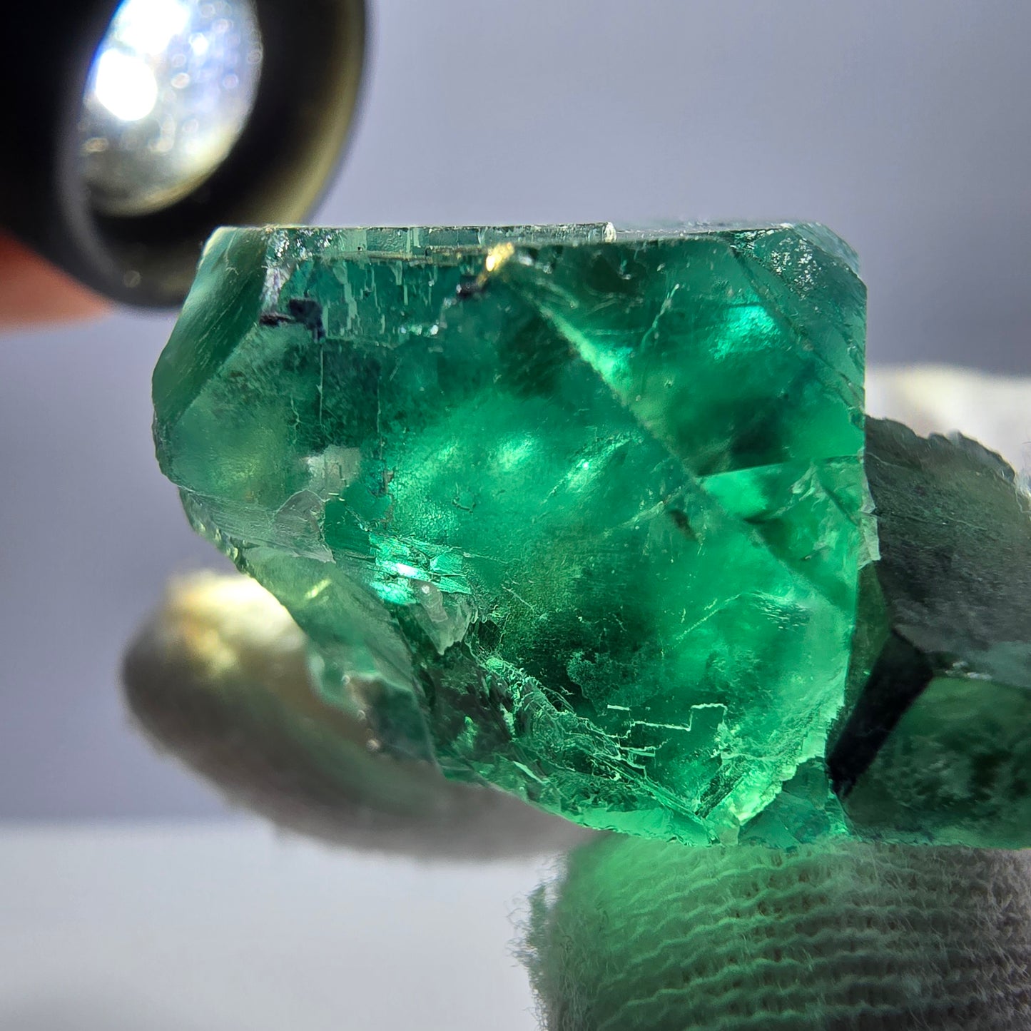 Rare spécimen de cube de fluorite fantôme, parqueté vert Okorusu, Namibie, 45 x 35 x 23 mm