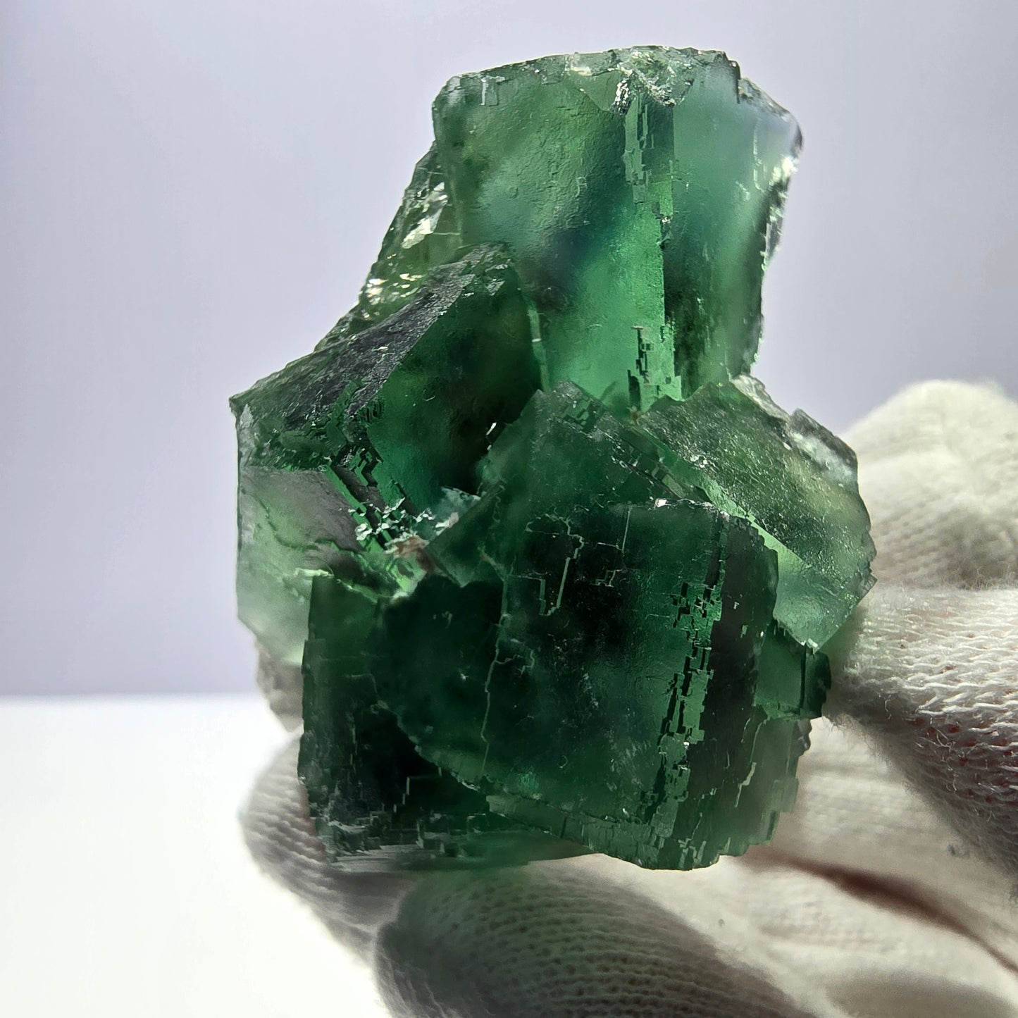Rare spécimen de cube de fluorite fantôme, parqueté vert Okorusu, Namibie, 57 x 39 x 29 mm