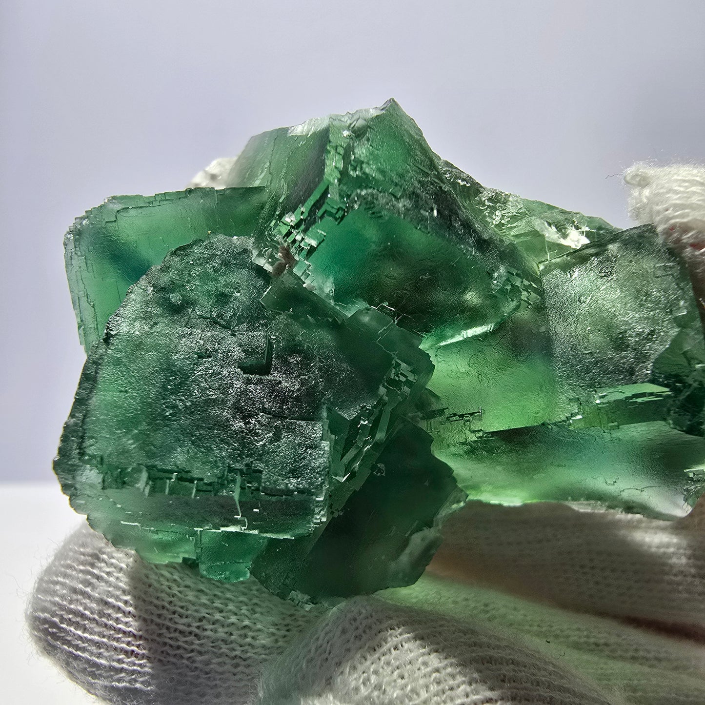 Rare spécimen de cube de fluorite fantôme, parqueté vert Okorusu, Namibie, 57 x 39 x 29 mm
