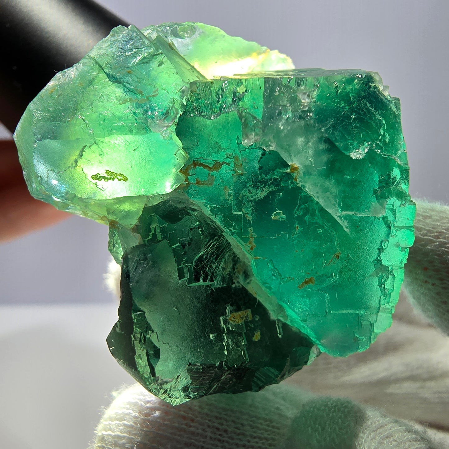 Rare spécimen de cube de fluorite fantôme, parqueté vert Okorusu, Namibie, 52 x 41 x 31 mm
