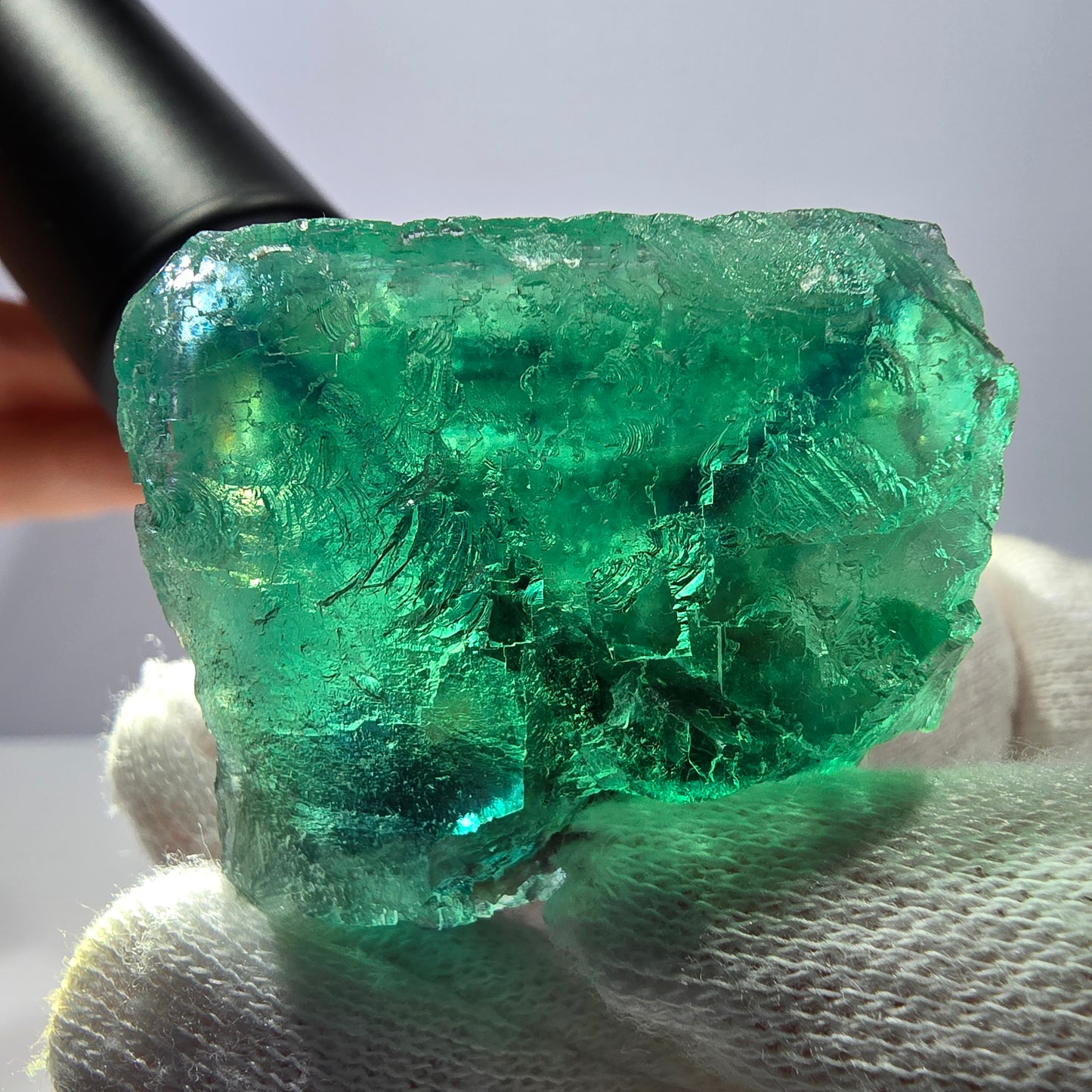 Rare spécimen de cube de fluorite fantôme, parqueté vert Okorusu, Namibie, 39 x 36 x 22 mm