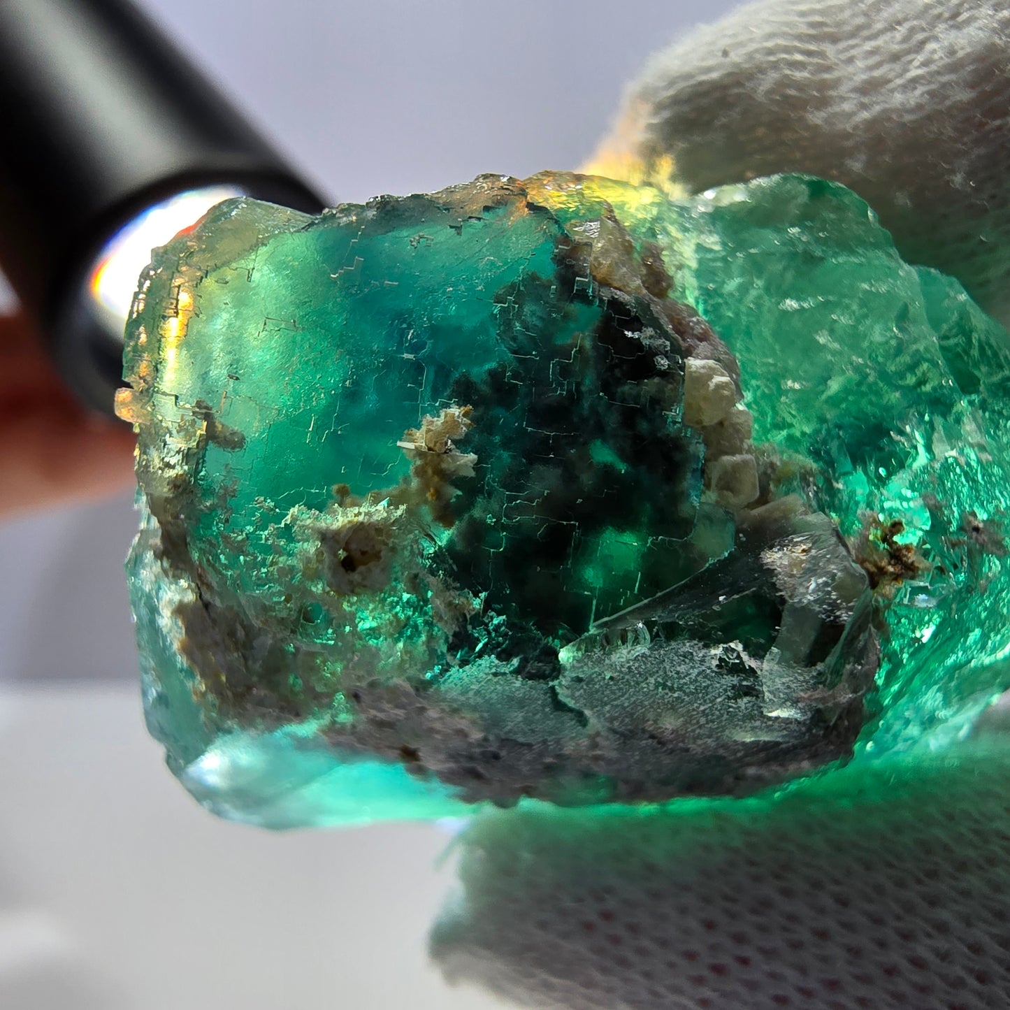 Rare spécimen de cube de fluorite fantôme, parqueté vert Okorusu, Namibie, 39 x 36 x 22 mm