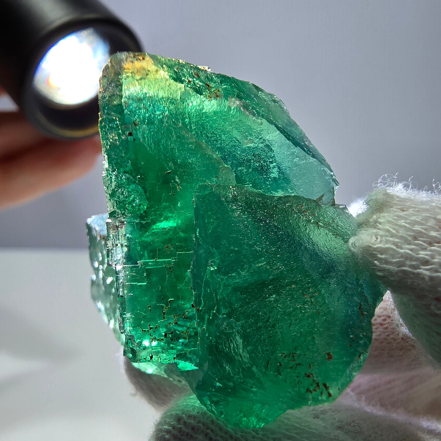 Rare spécimen de cube de fluorite fantôme, parqueté vert Okorusu, Namibie, 55 x 36 x 23 mm