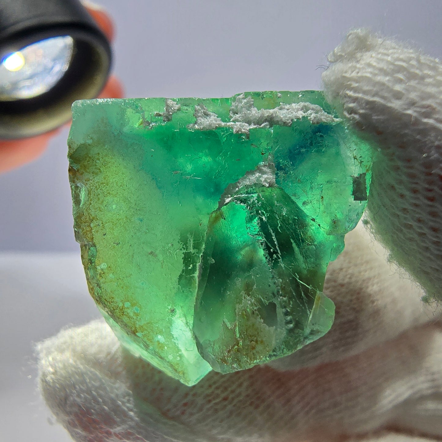 Rare spécimen de cube de fluorite fantôme, parqueté vert Okorusu, Namibie, 39 x 33 x 32 mm