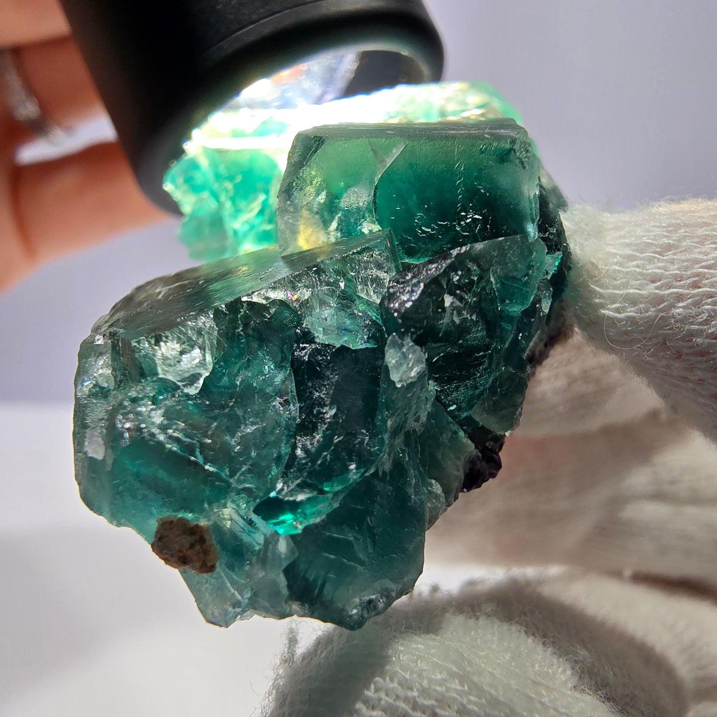 Rare spécimen de cube de fluorite fantôme, parqueté vert Okorusu, Namibie, 55 x 34 x 17 mm
