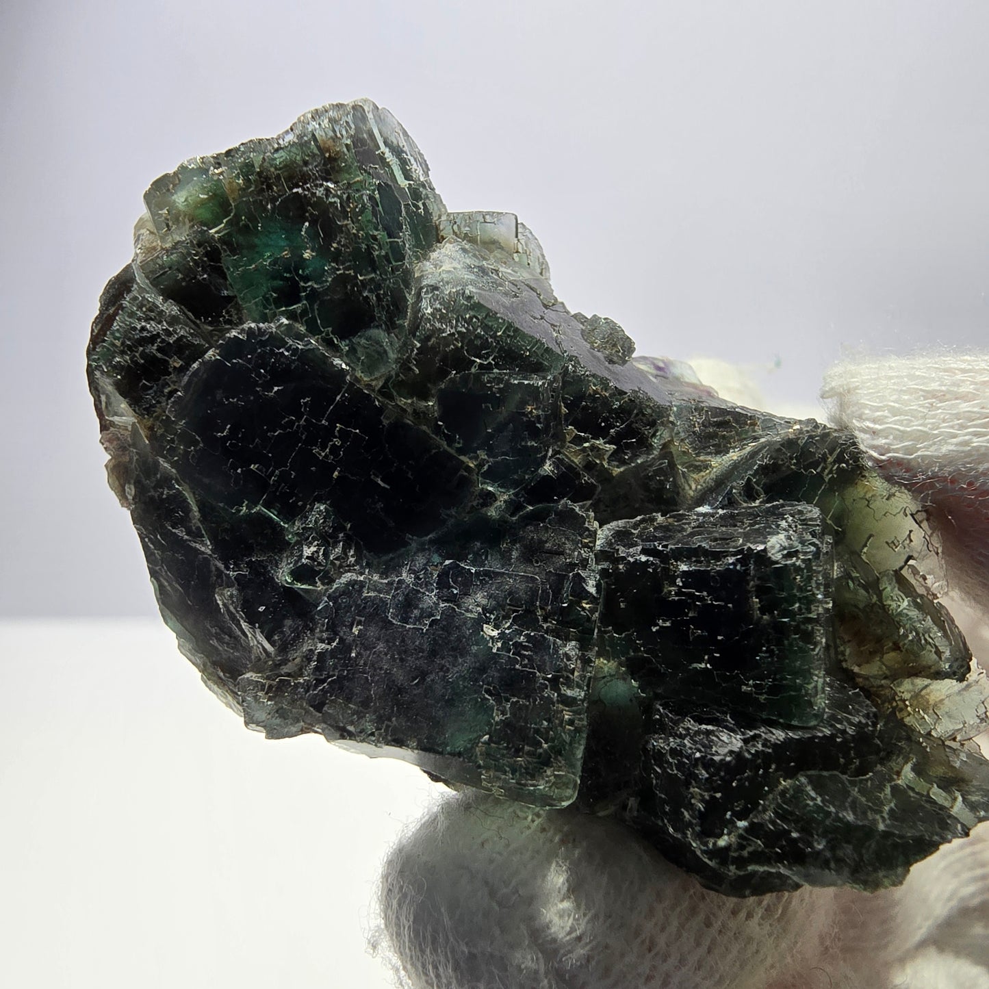 Rare spécimen de cube de fluorite fantôme, parqueté vert Okorusu, Namibie, 52 x 29 x 18 mm