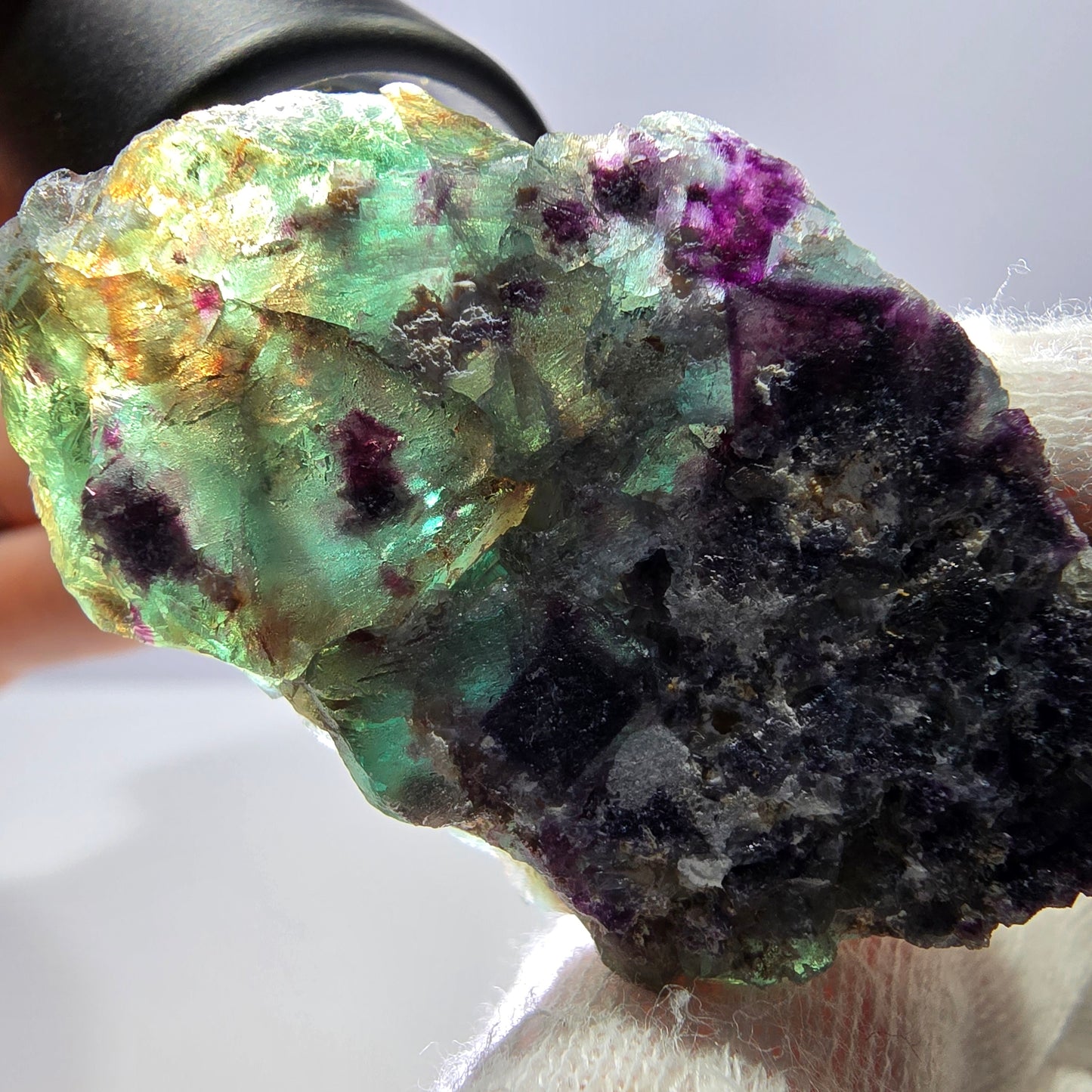 Rare spécimen de cube de fluorite fantôme, parqueté vert Okorusu, Namibie, 52 x 29 x 18 mm