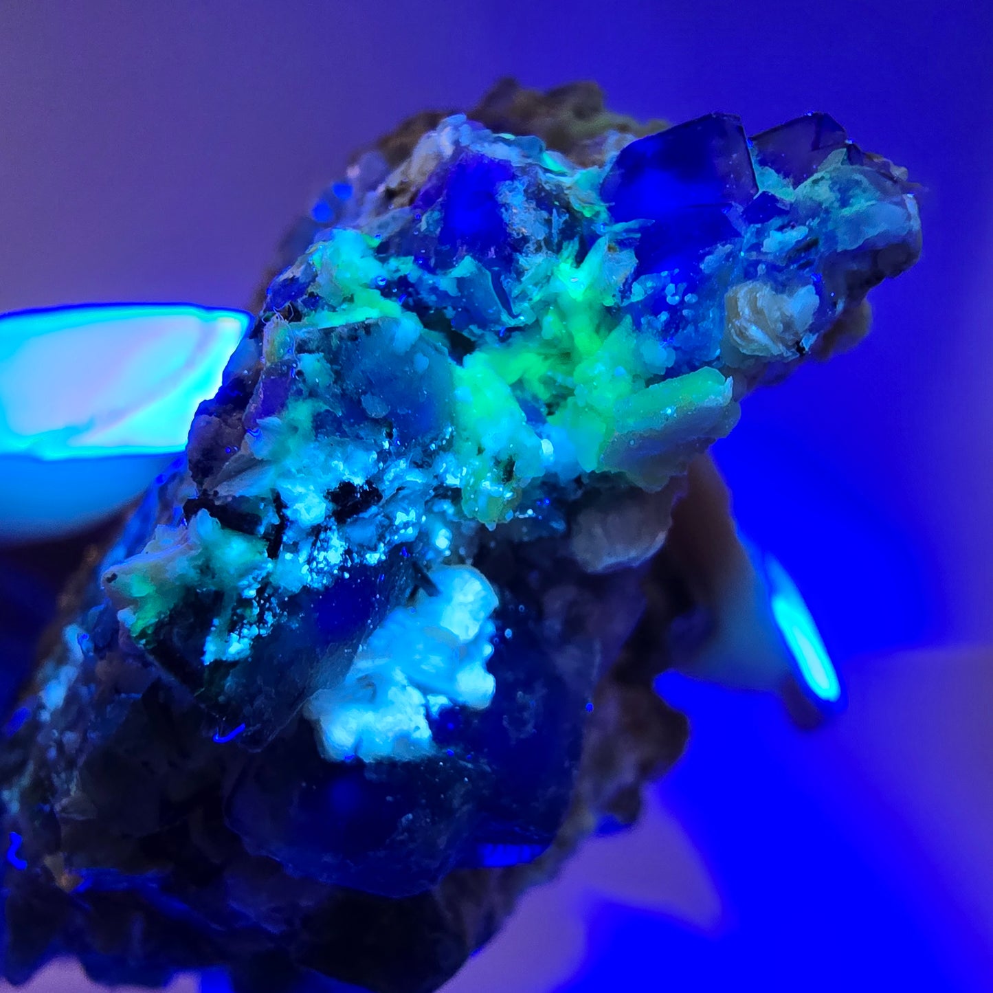 Fluorite fantôme Schörl Tourmaline Muskovite Hyalite Stage Erongo, Namibie 78*45*42mm