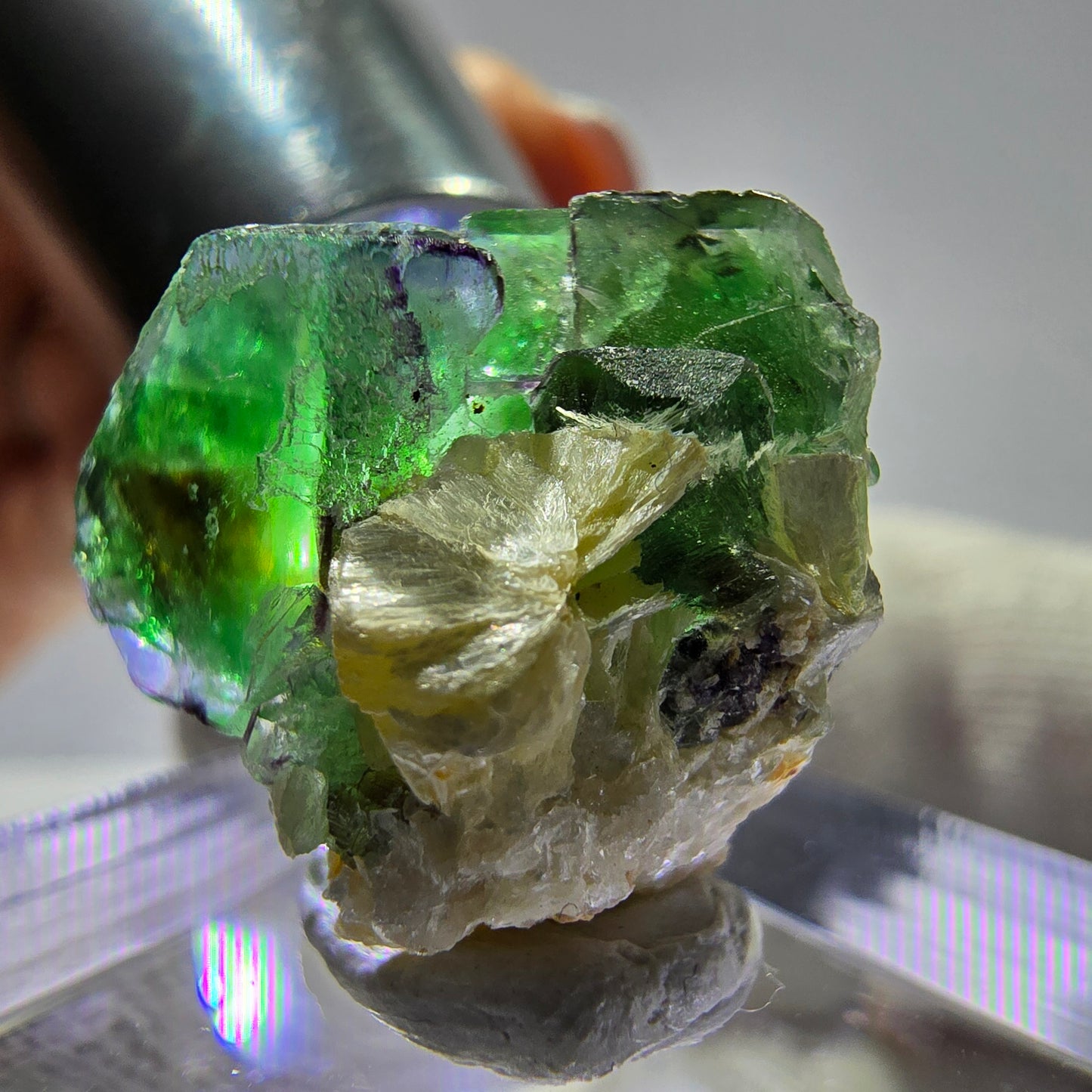 Phantom Fluorit Würfel, Muskovit Stufe Erongo, Namibia 17*19*13mm