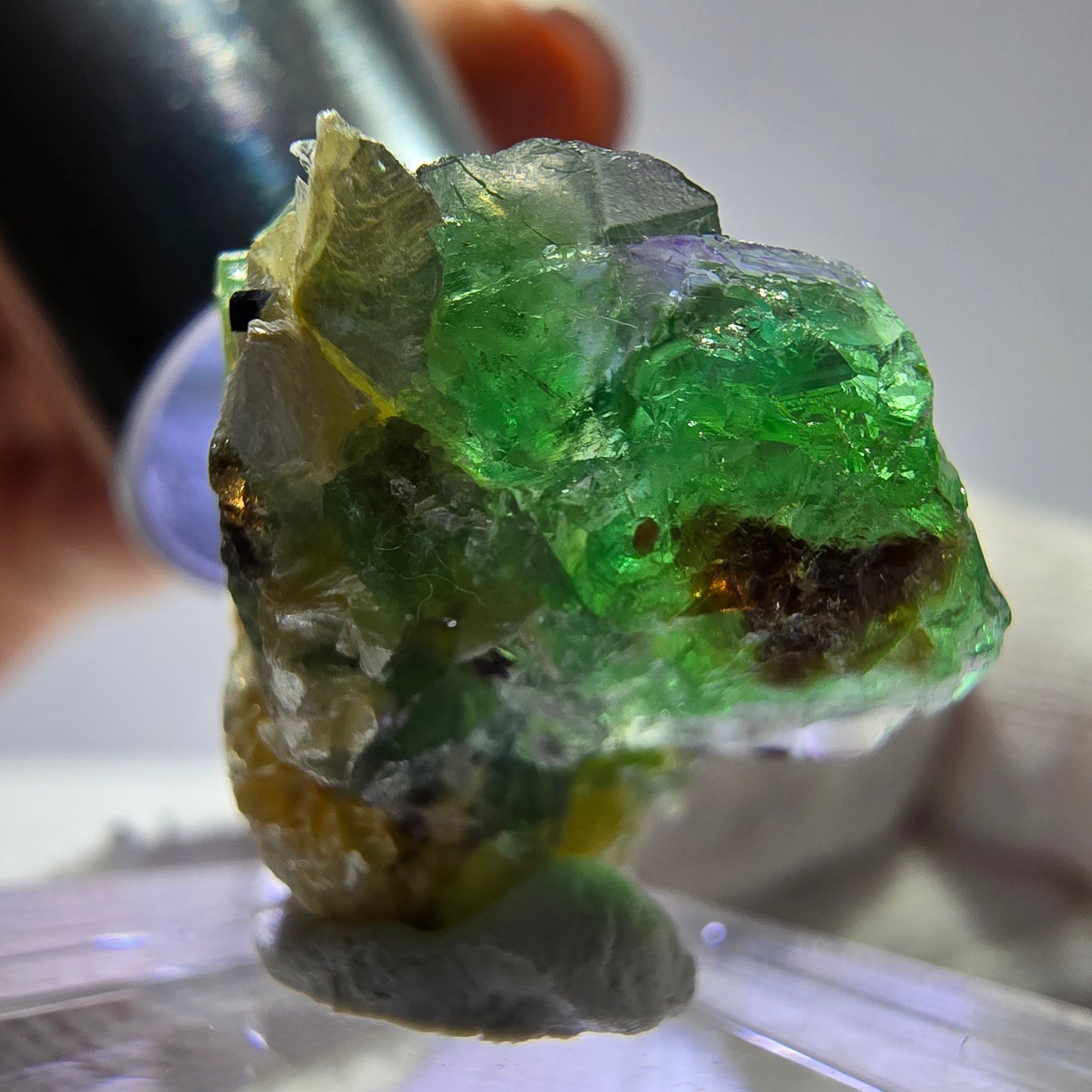 Phantom Fluorit Würfel, Muskovit Stufe Erongo, Namibia 17*19*13mm