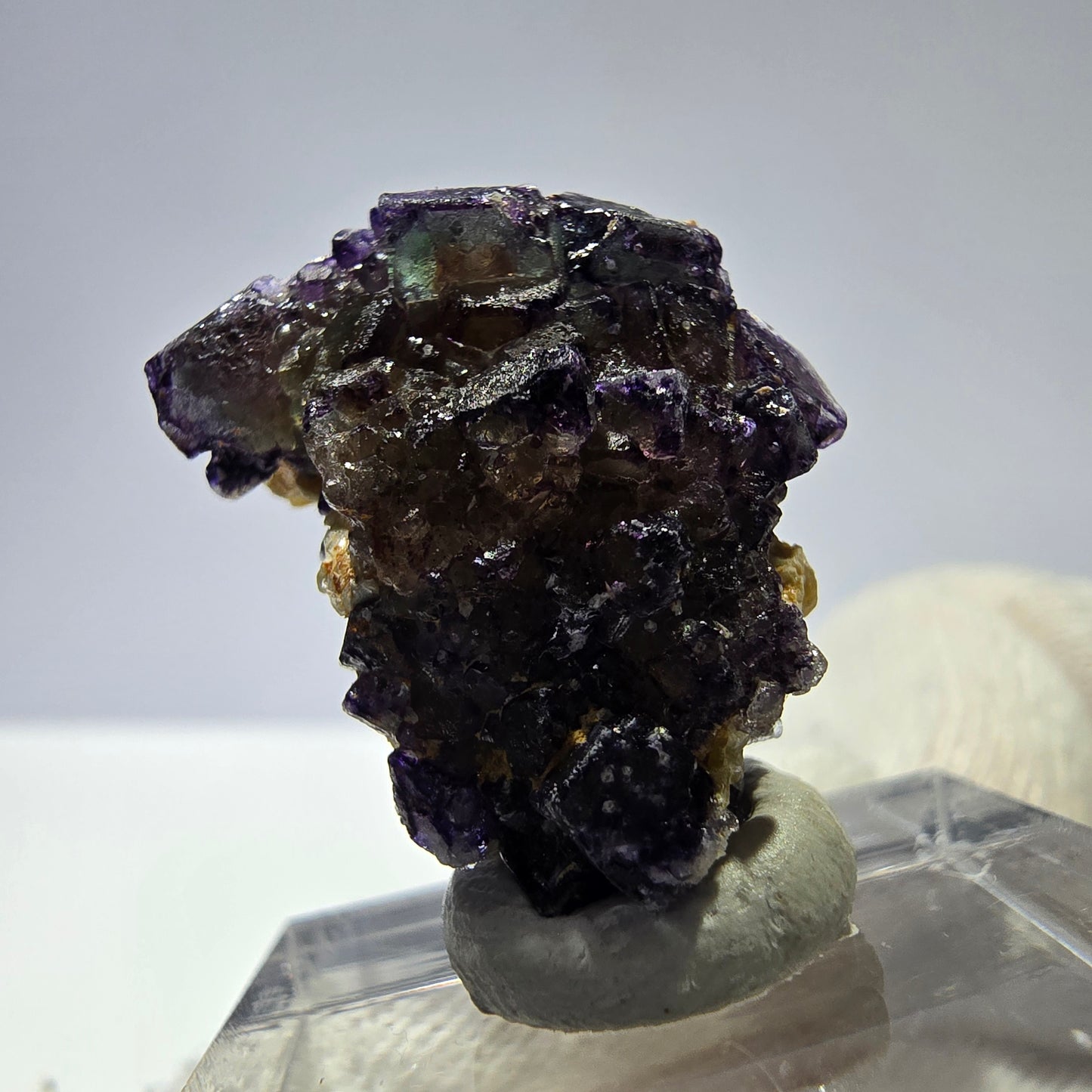 Cubes de fluorite fantôme colorés, spécimen de muscovite, Erongo, Namibie, 25 x 18 x 11 mm