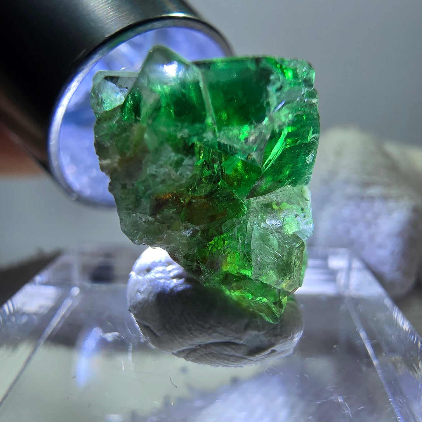 Phantom Fluorit Würfe Stufe, grün weiß lila zonal Erongo, Namibia 16*16*12mm
