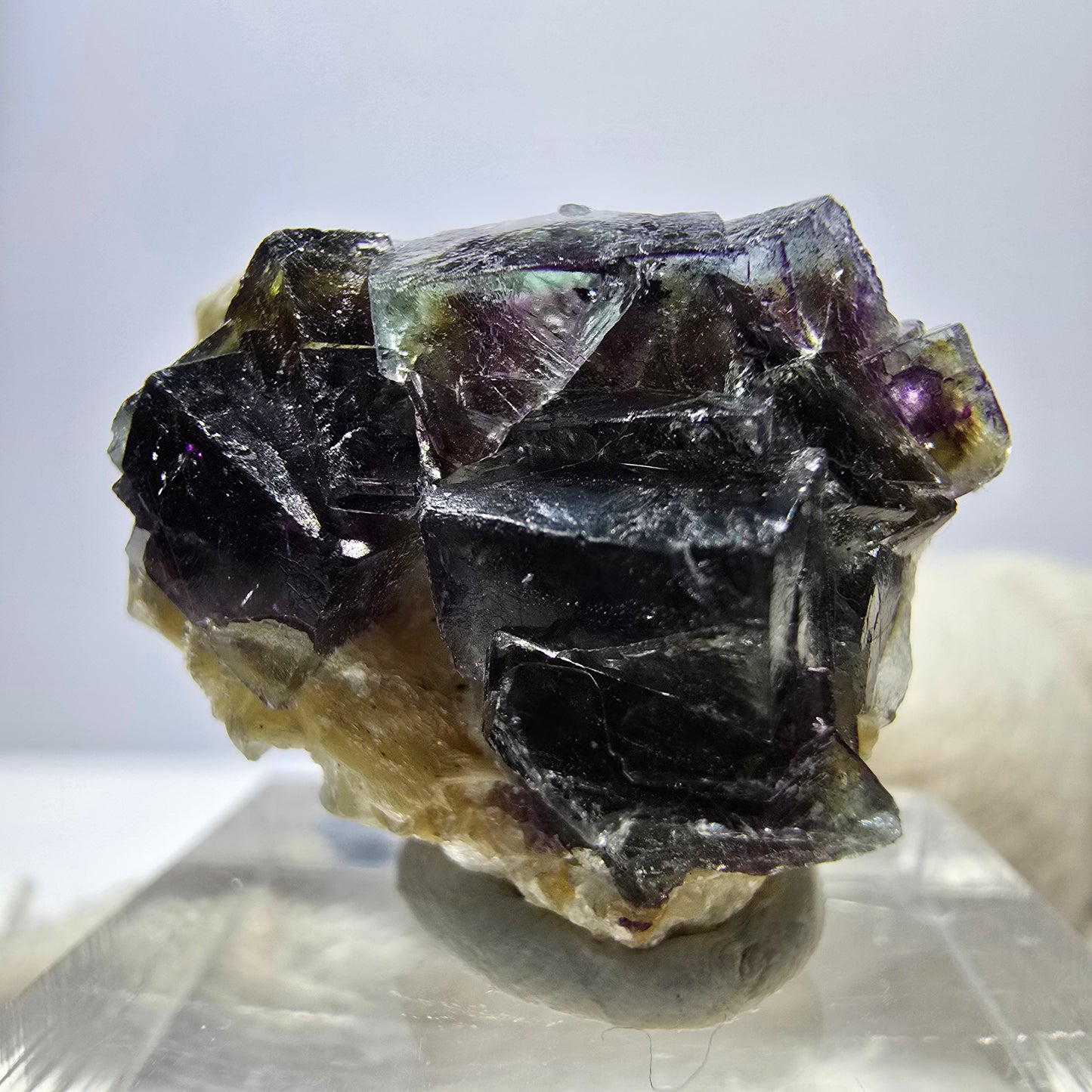 Cubes de fluorite fantôme colorés, spécimen de muscovite, Erongo, Namibie, 23 x 18 x 12 mm