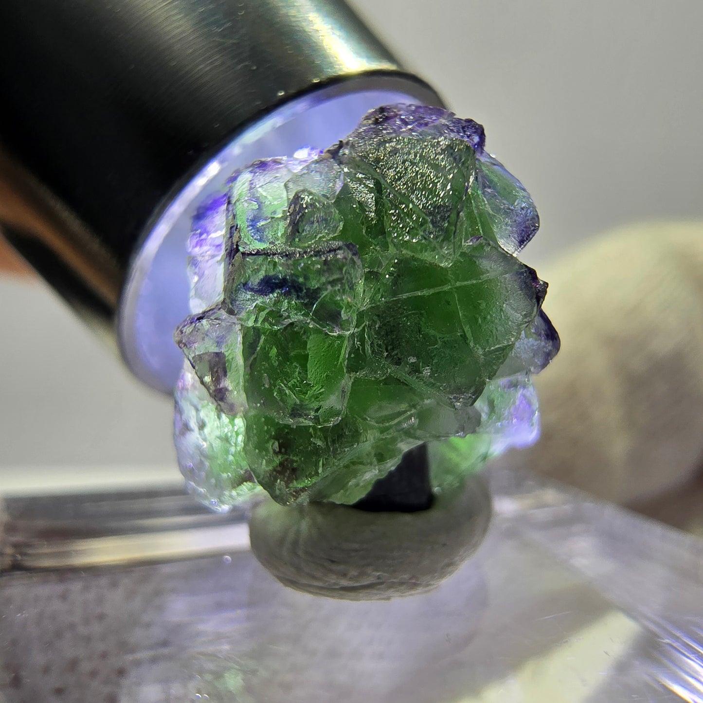 Cube de fluorite fantôme zonal, spécimen de tourmaline Schorl, Erongo, Namibie, 14 x 13 x 13 mm