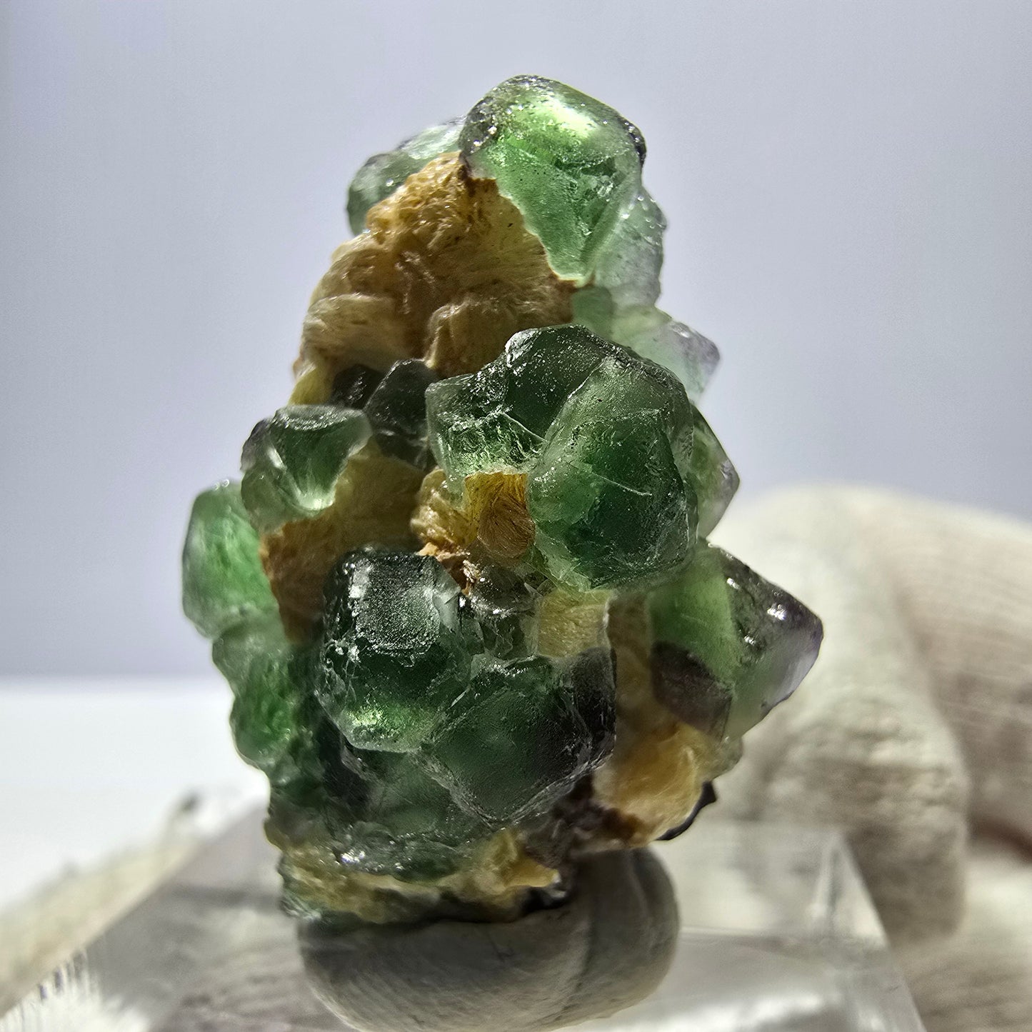 Cube de fluorite fantôme, spécimen de tourmaline scholle muscovite, Erongo, Namibie, 27 x 21 x 22 mm