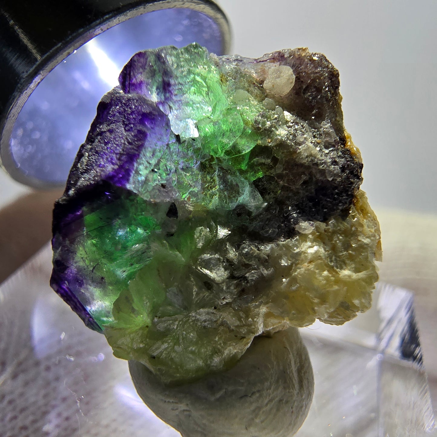 Phantom Fluorit Würfel zonal, Muskovit Stufe Erongo, Namibia 20*13*17mm