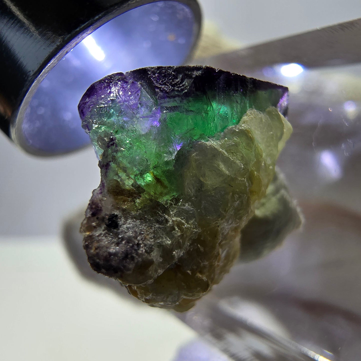 Phantom Fluorit Würfel zonal, Muskovit Stufe Erongo, Namibia 20*13*17mm