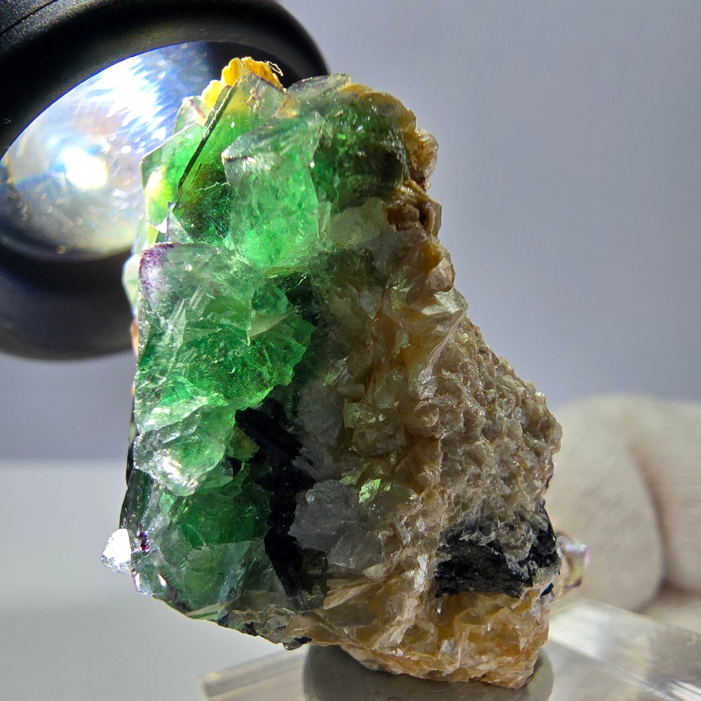 Cube de fluorite fantôme, spécimen de tourmaline scholle muscovite, Erongo, Namibie, 40 x 28 x 21 mm