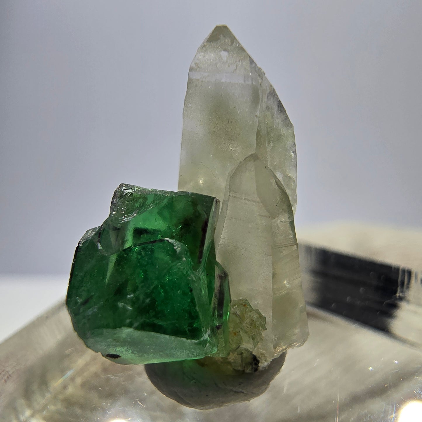 Cube de fluorite fantôme, spécimen de quartz fumé, Erongo, Namibie, 19 x 10 x 12 mm