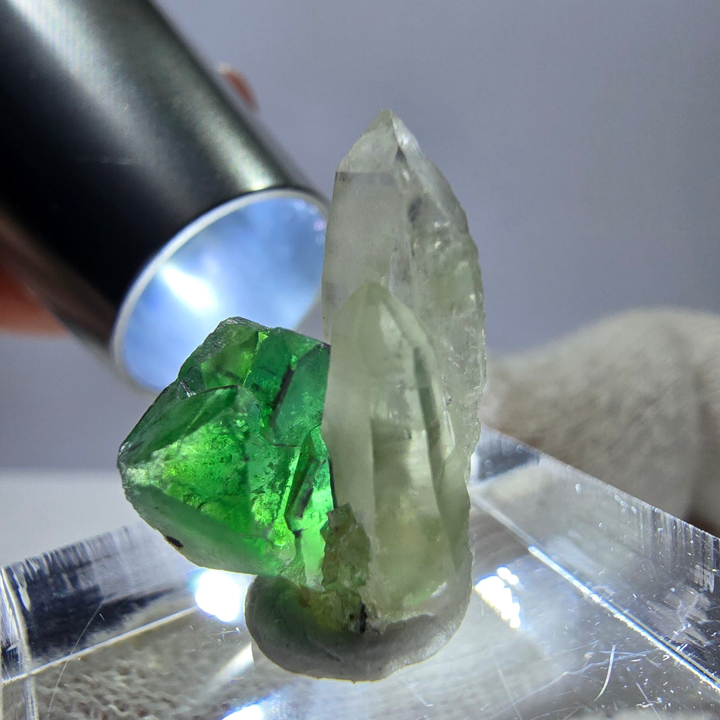 Cube de fluorite fantôme, spécimen de quartz fumé, Erongo, Namibie, 19 x 10 x 12 mm