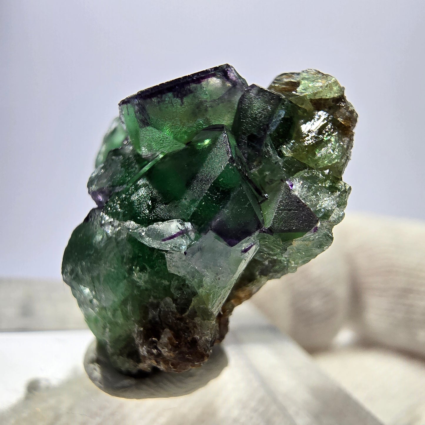 Phantom Fluorit Würfel zonal, grün braun lila Erongo, Namibia 24*17*13mm