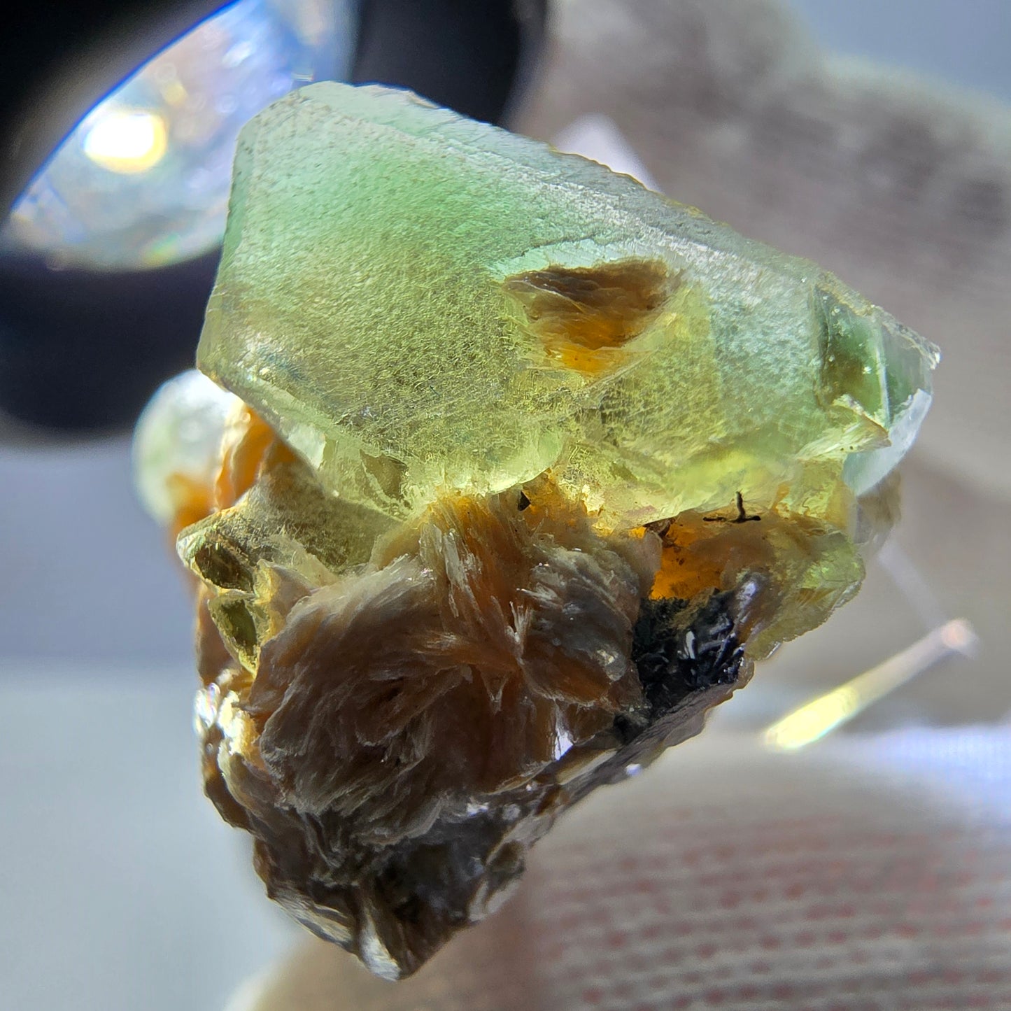 Cube de fluorite fantôme, spécimen hexagonal de tourmaline muscovite Schorl, Erongo, Namibie, 33 x 21 x 19 mm