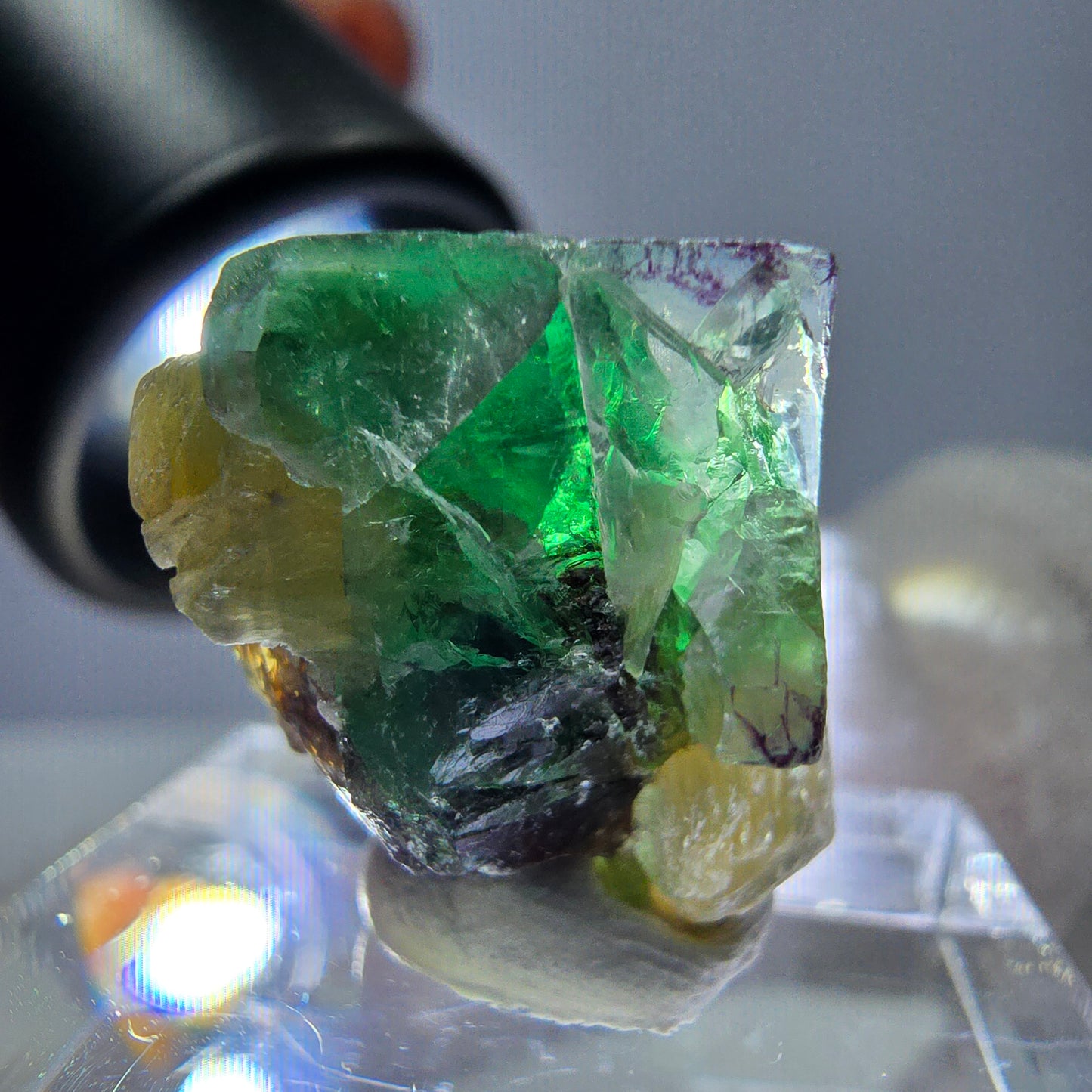 Cube de fluorite fantôme zonal, spécimen de muscovite, Erongo, Namibie, 16 x 15 x 15 mm