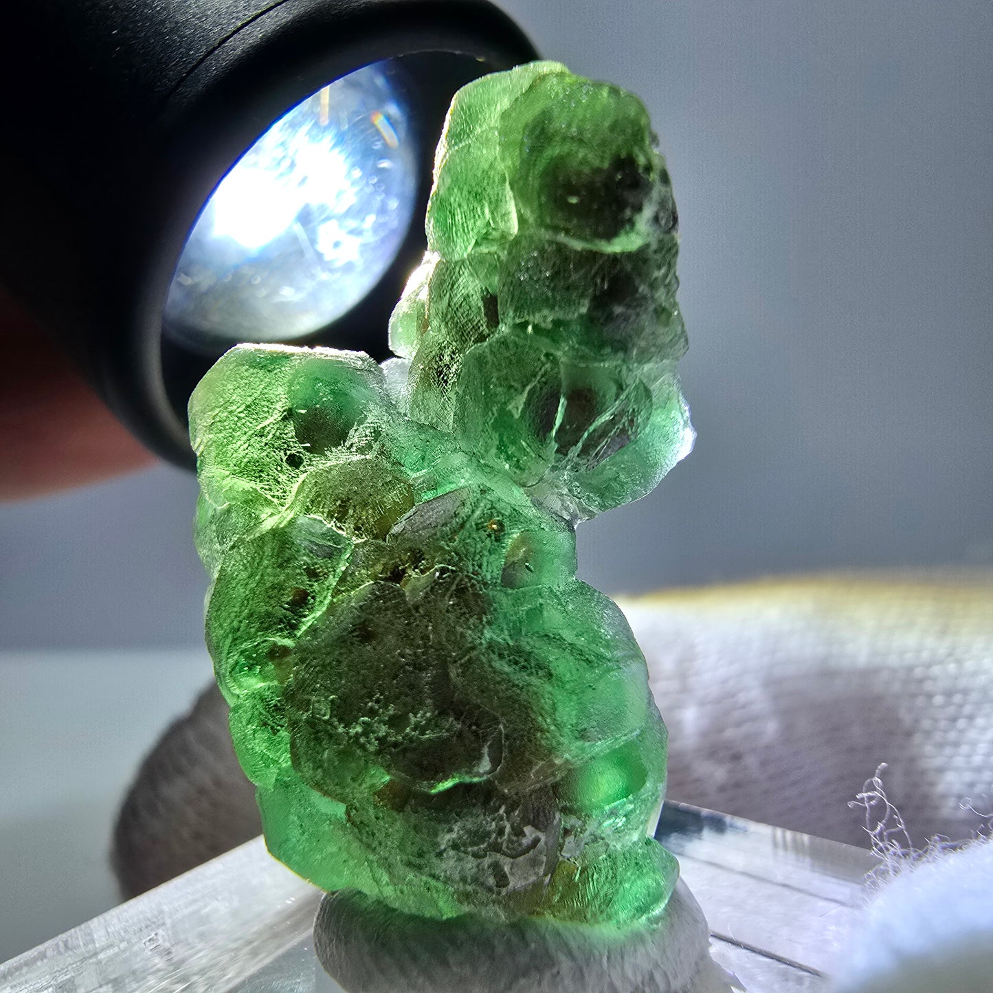 Cube de fluorite fantôme, spécimen de muscovite, Erongo, Namibie, 30 x 19 x 13 mm