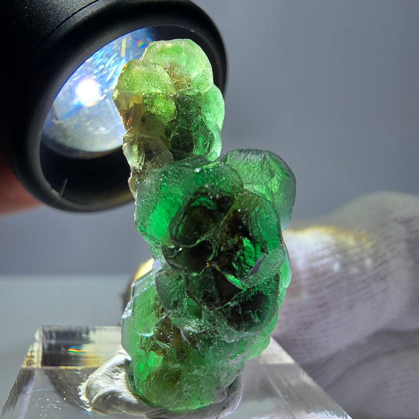 Cube de fluorite fantôme, spécimen de muscovite, Erongo, Namibie, 30 x 19 x 13 mm