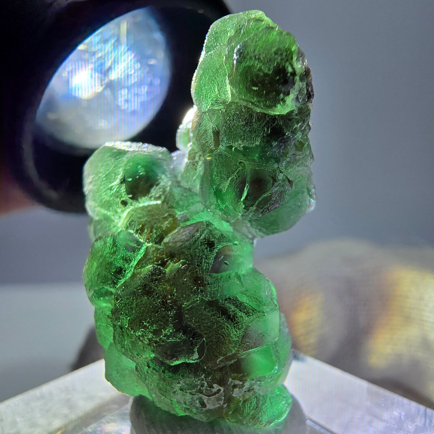 Cube de fluorite fantôme, spécimen de muscovite, Erongo, Namibie, 30 x 19 x 13 mm