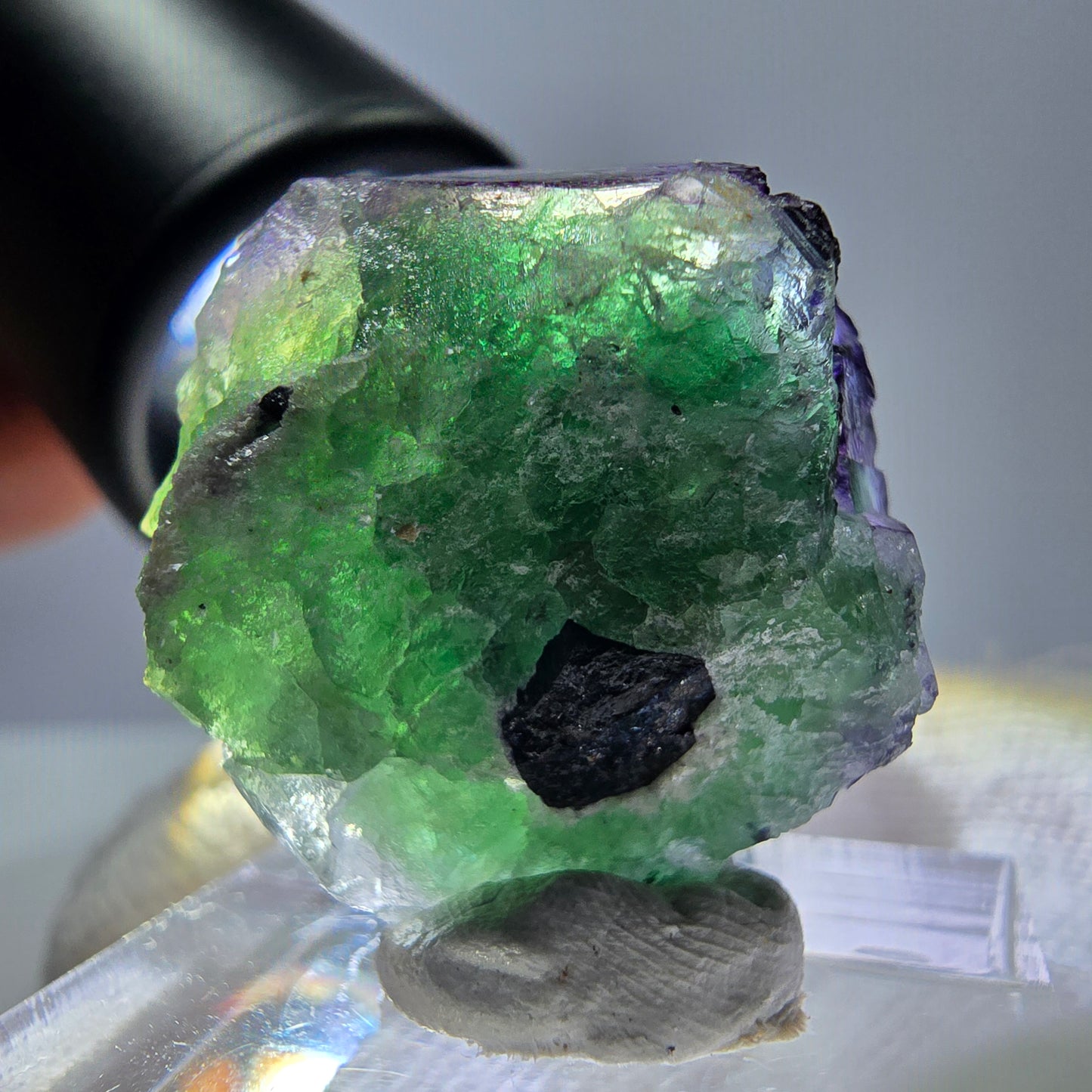 Cube de fluorite fantôme zonal, spécimen de tourmaline Schorl, Erongo, Namibie, 26 x 22 x 18 mm