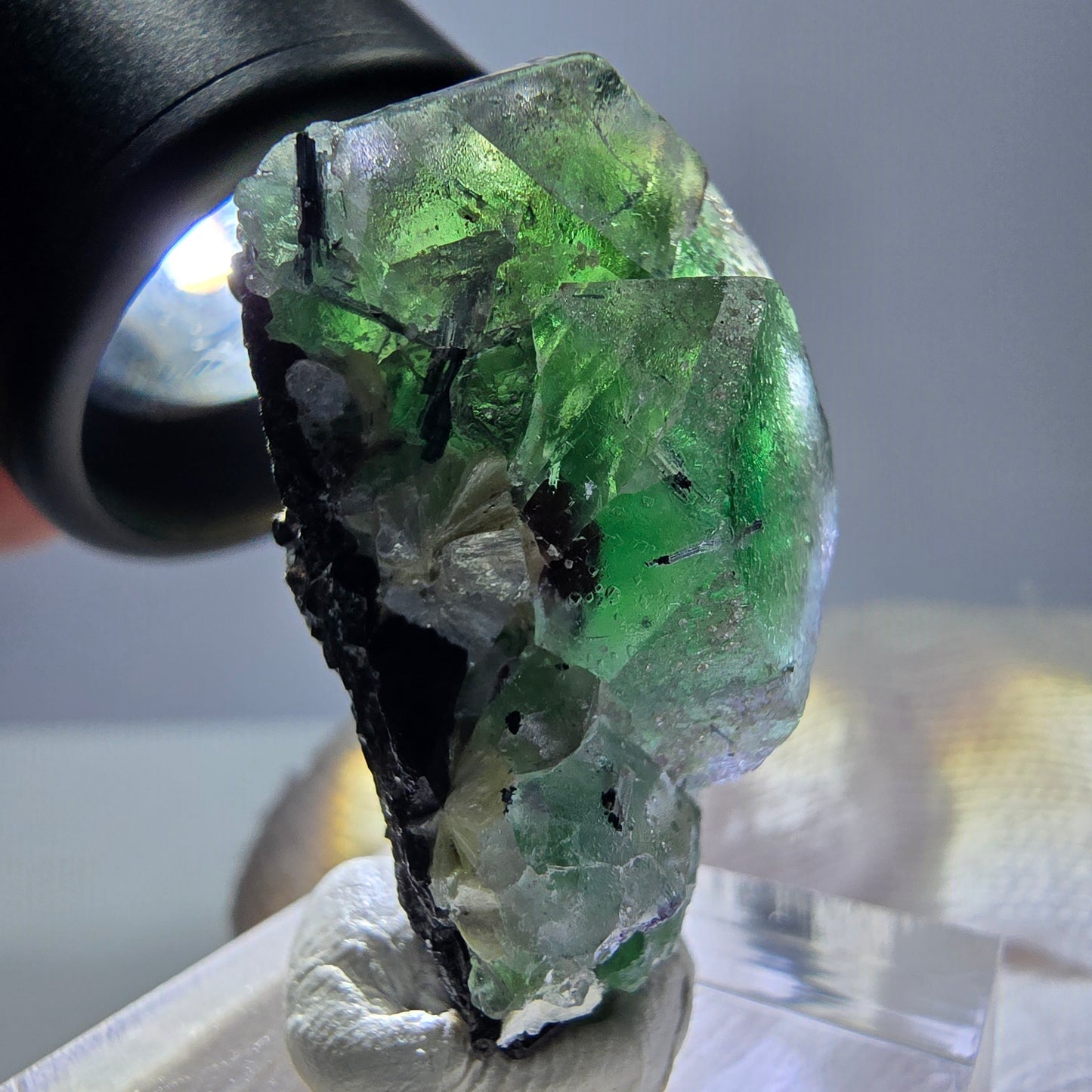 Fluorite fantôme, Tourmaline Schörl, Stade muscovite Erongo, Namibie 35*20*20mm