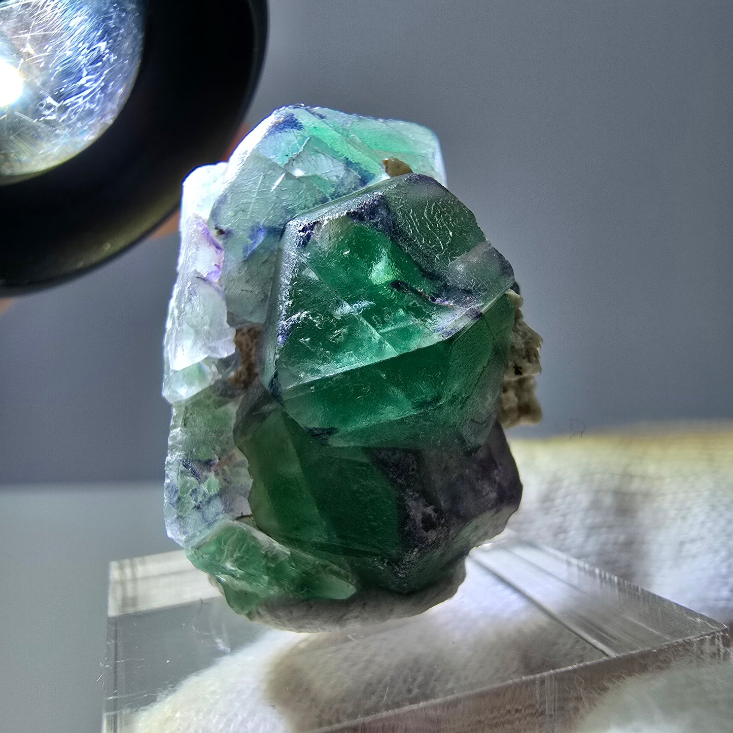 Cube de fluorite fantôme zonal, spécimen d'orthose, Erongo, Namibie, 31 x 23 x 19 mm