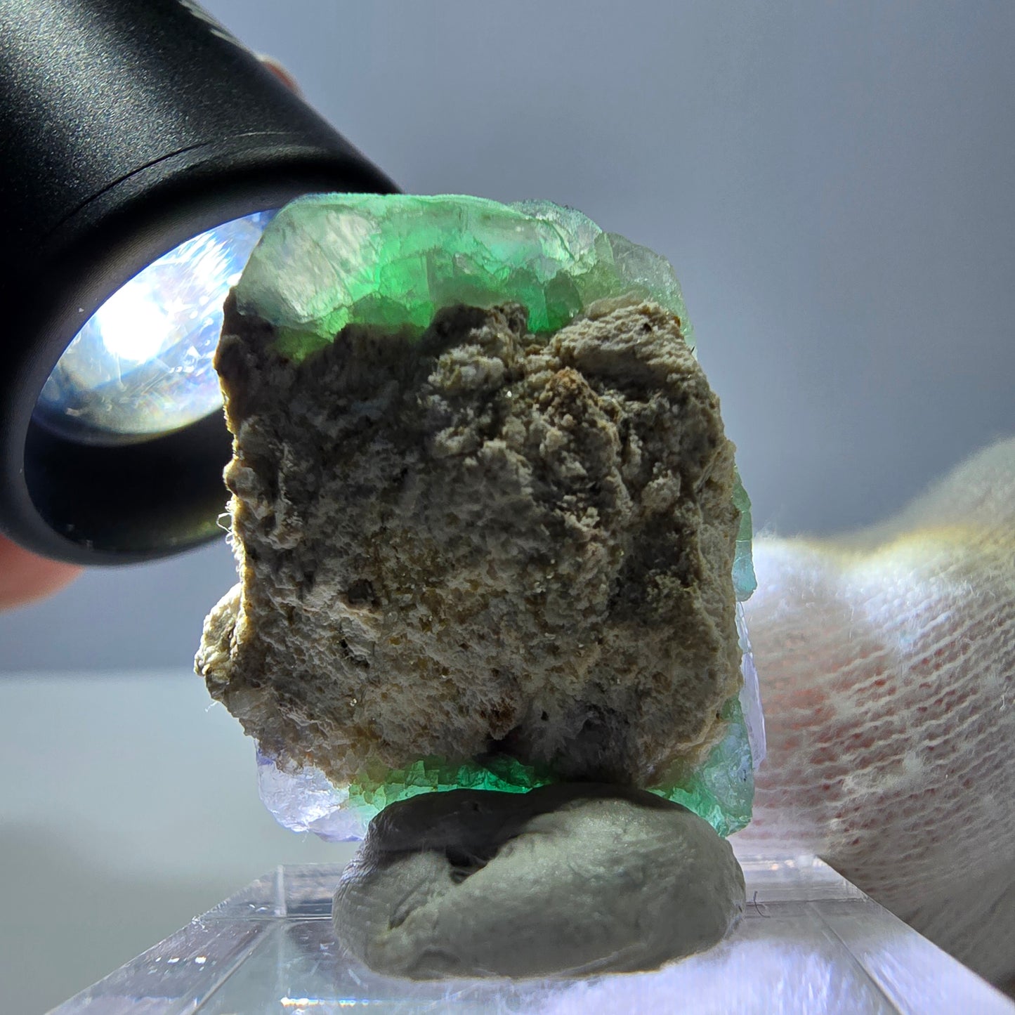 Cube de fluorite fantôme zonal, spécimen d'orthose, Erongo, Namibie, 31 x 23 x 19 mm