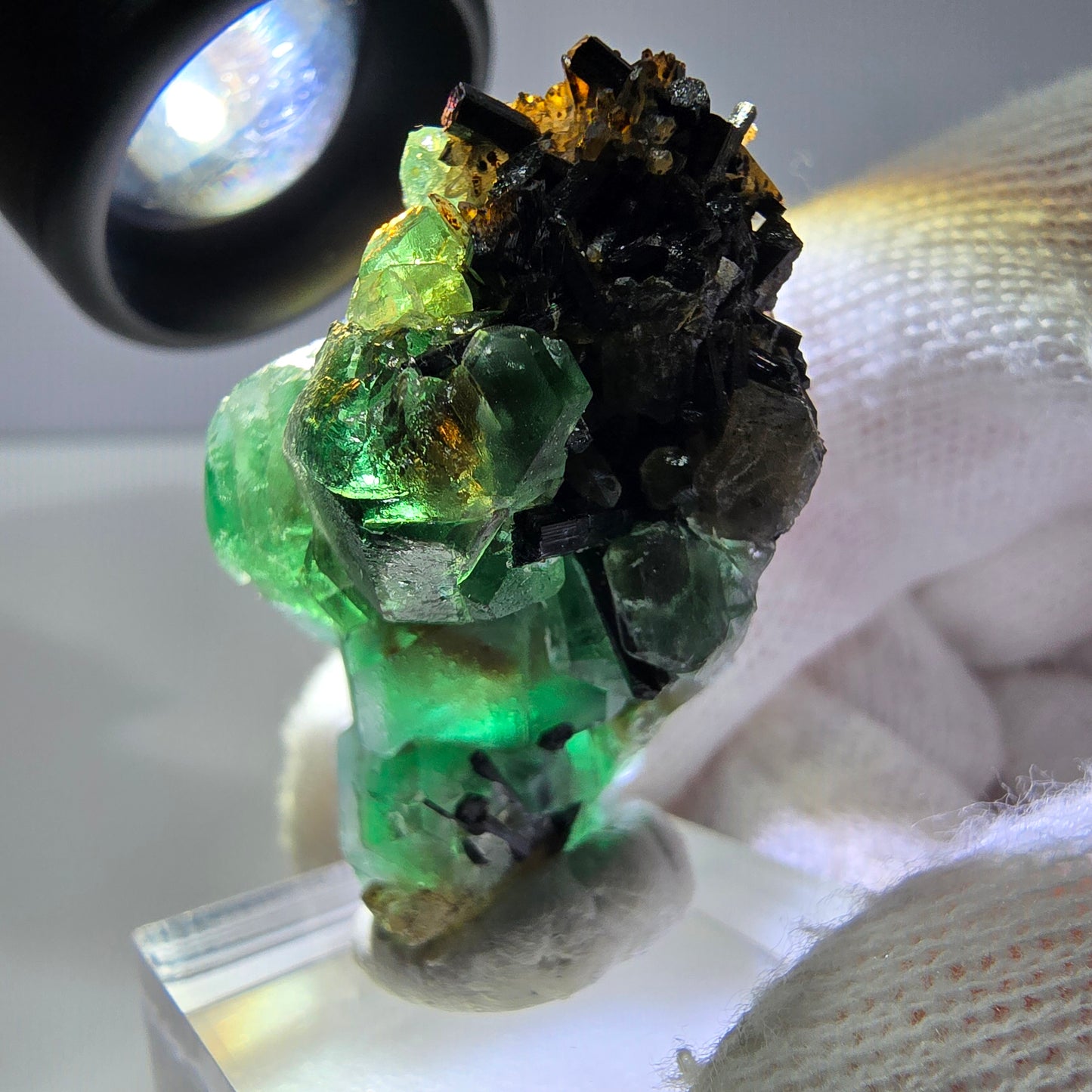 Fluorite fantôme hexagonale Schörl Tourmaline Quartz fumé Hyalite Erongo, Namibie 39*25*22mm