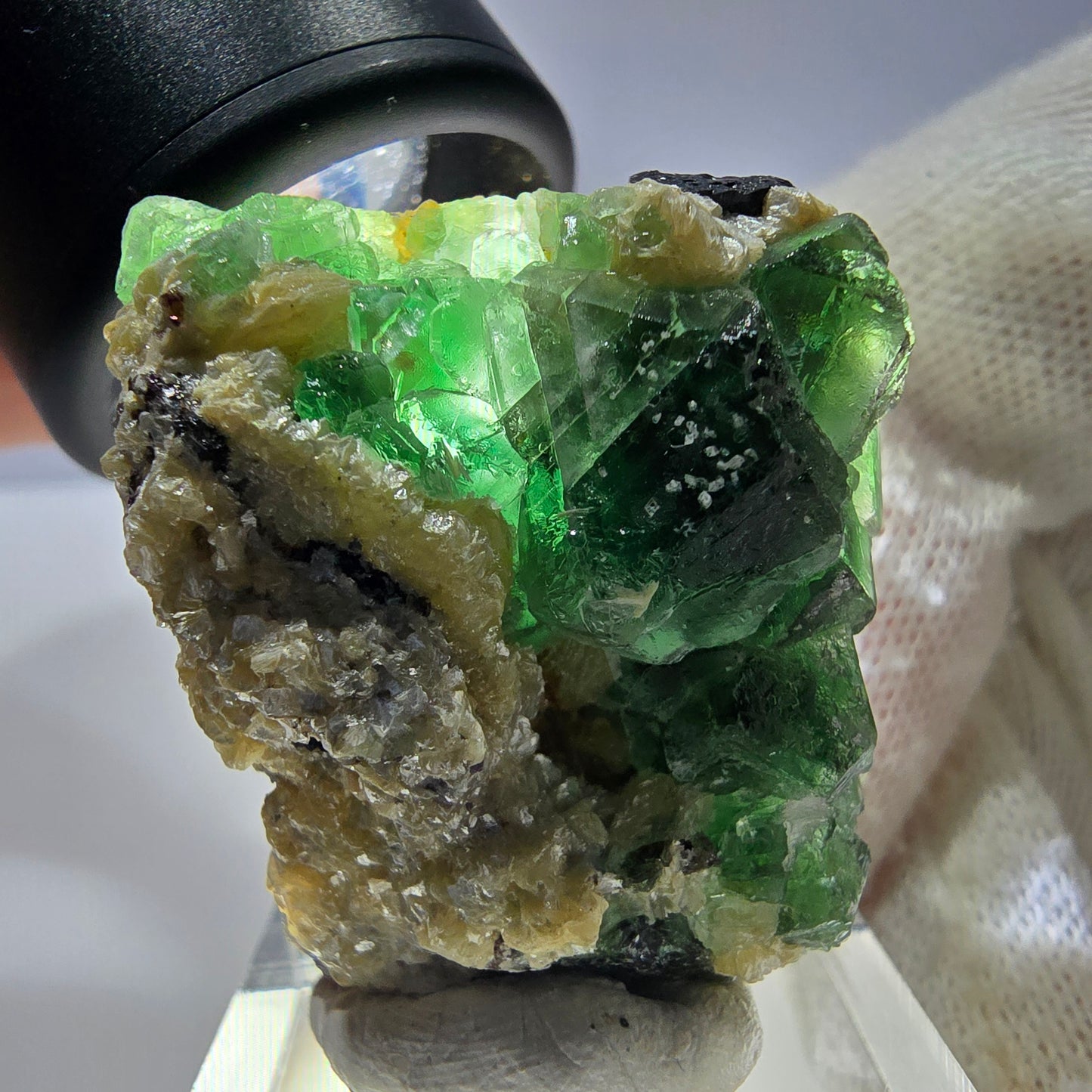 Cube de fluorite fantôme, tourmaline muscovite hexagonale Schörl Erongo Namibie 33*30*25mm