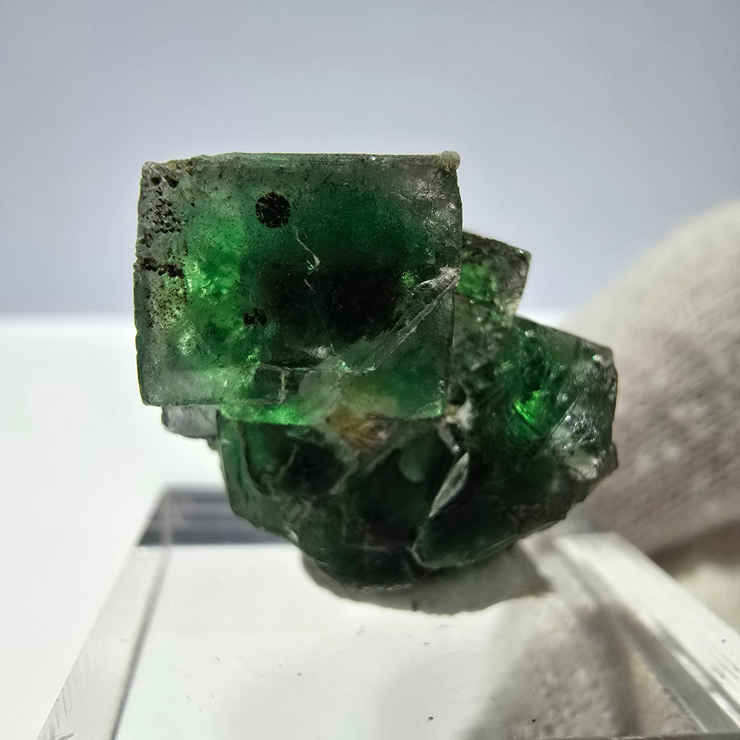 Spécimen de cube de fluorite fantôme, vert-brun, Erongo, Namibie, 23 x 18 x 16 mm