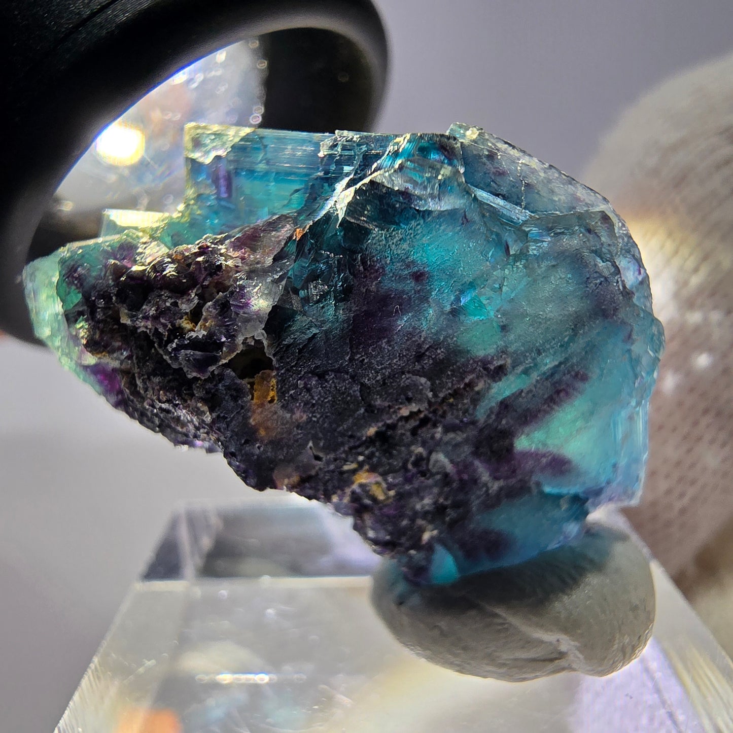 Spécimen de cube de fluorite fantôme, zonal – Nouvelle découverte ! Okorusu, Namibie, 30 x 20 x 17 mm