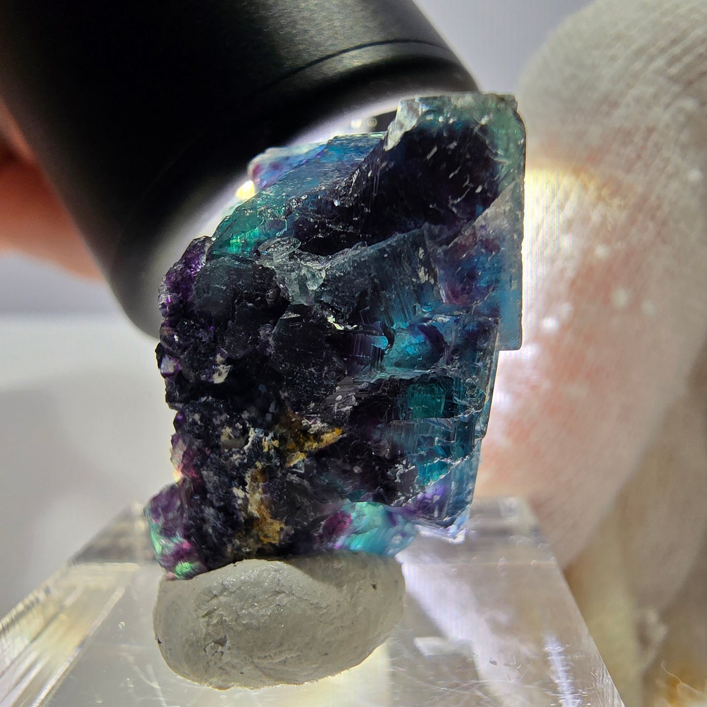 Spécimen de cube de fluorite fantôme, zonal – Nouvelle découverte ! Okorusu, Namibie, 26 x 16 x 16 mm