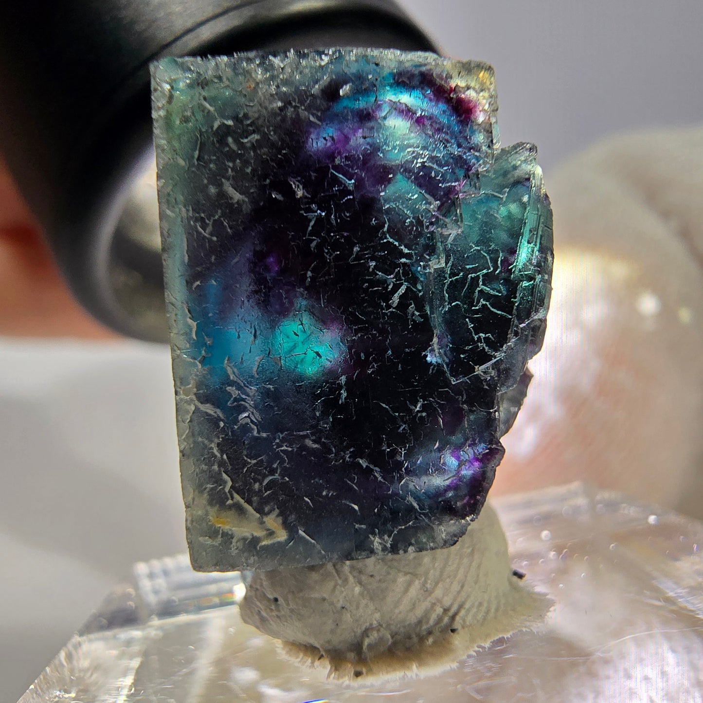 Spécimen de cube de fluorite fantôme, zonal – Nouvelle découverte ! Okorusu, Namibie, 26 x 16 x 16 mm