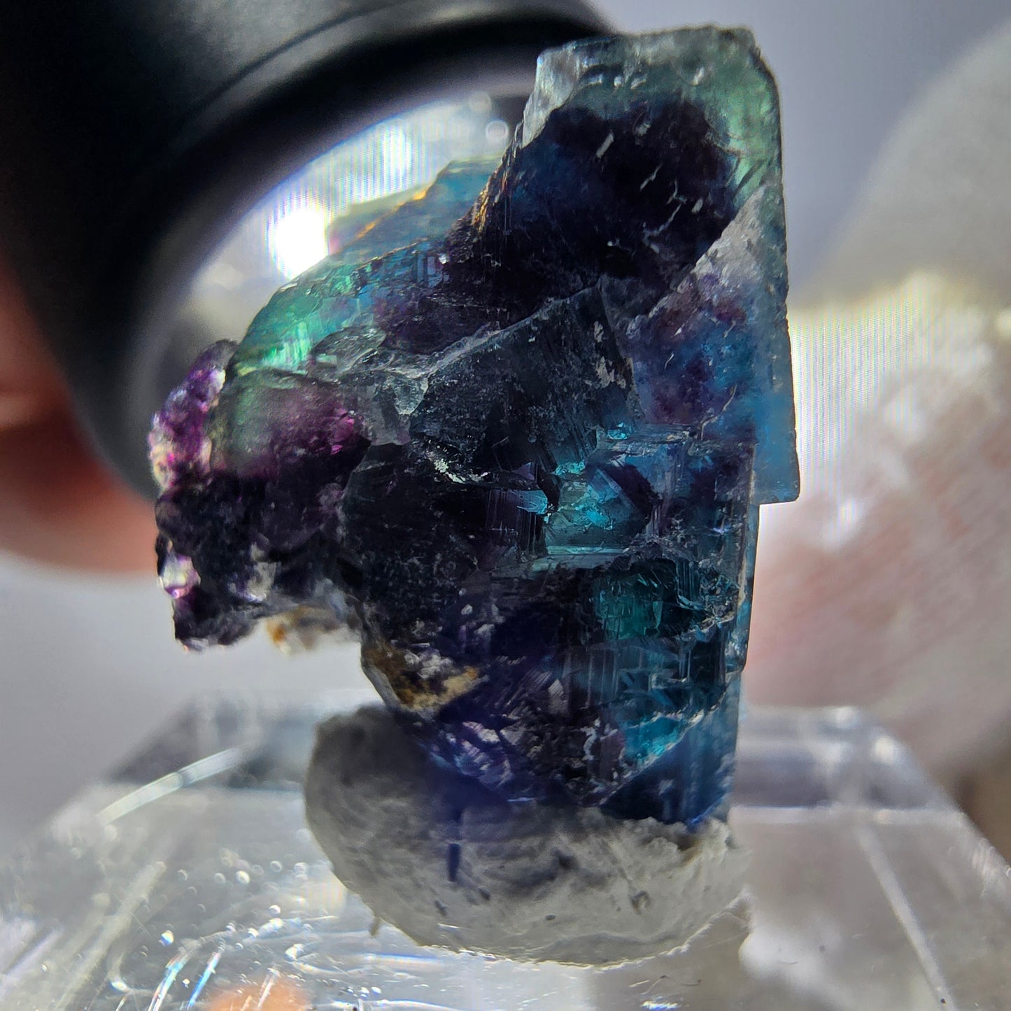 Spécimen de cube de fluorite fantôme, zonal – Nouvelle découverte ! Okorusu, Namibie, 26 x 16 x 16 mm