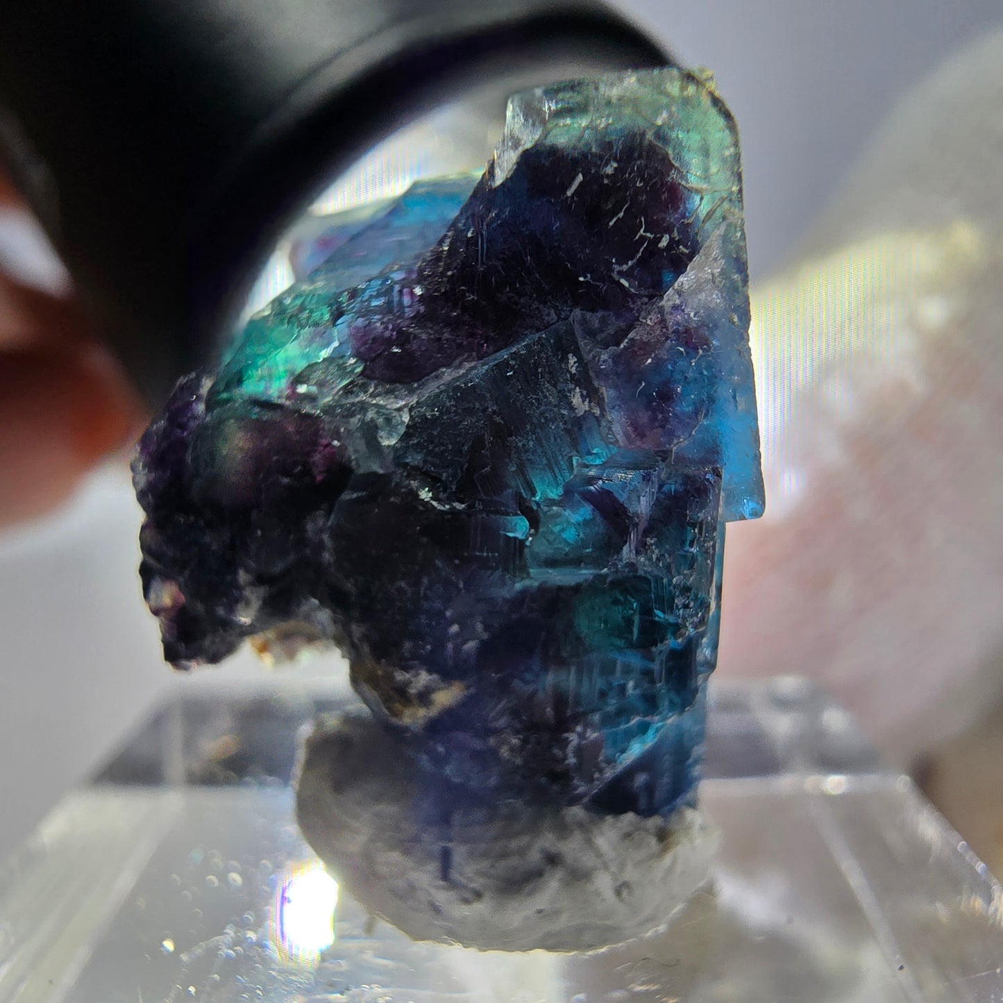 Spécimen de cube de fluorite fantôme, zonal – Nouvelle découverte ! Okorusu, Namibie, 26 x 16 x 16 mm