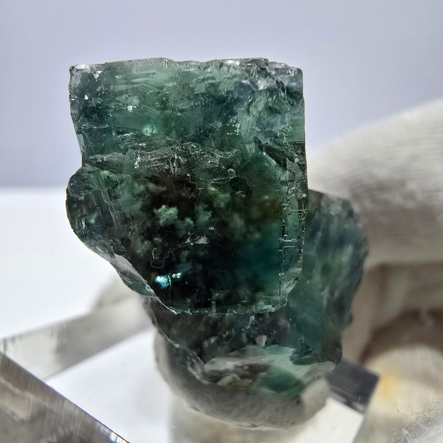 Spécimen de cube de fluorite fantôme parqueté vert turquoise Okorusu, Namibie 37*32*22mm