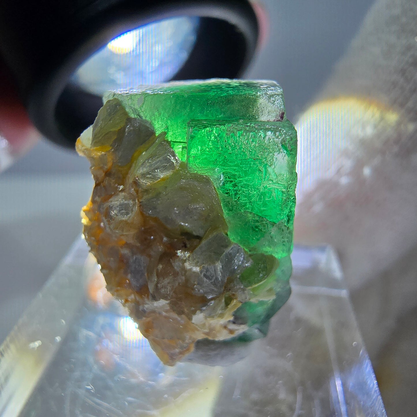 Cube de fluorite fantôme, spécimen de muscovite, Erongo, Namibie, 20 x 16 x 15 mm