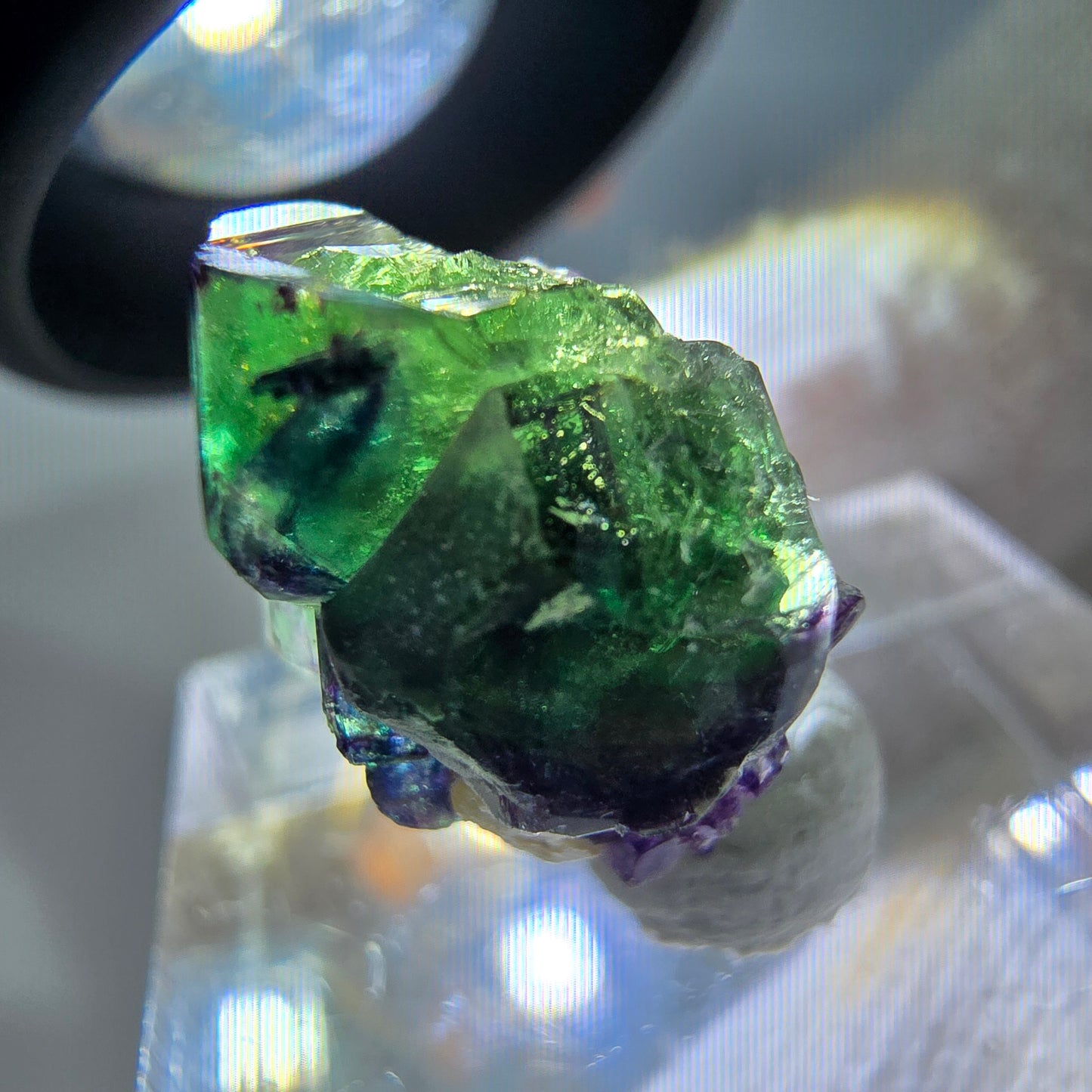 Cube de fluorite fantôme, spécimen de muscovite, Erongo, Namibie, 18 x 14 x 10 mm